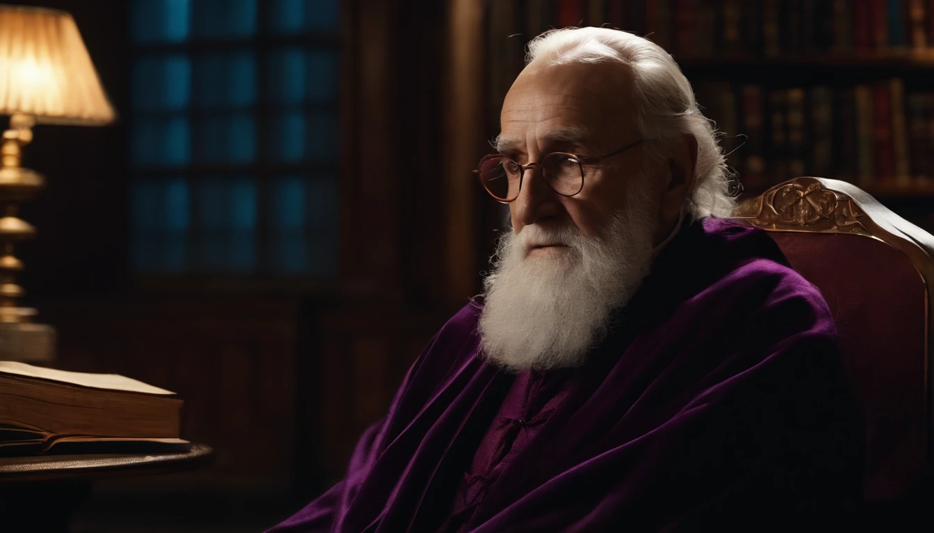 Old Man in Dark Librarian Robe 8K