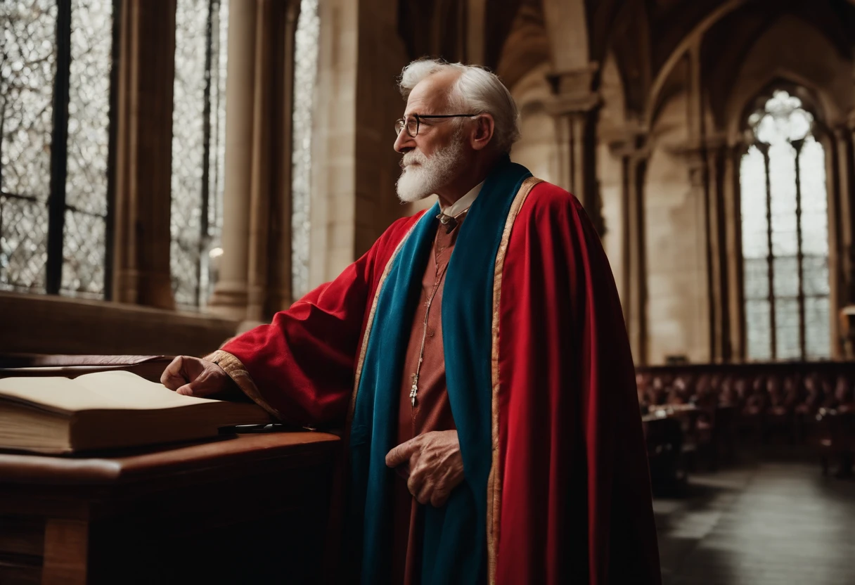 American Old Man in Librarian Robe 8K