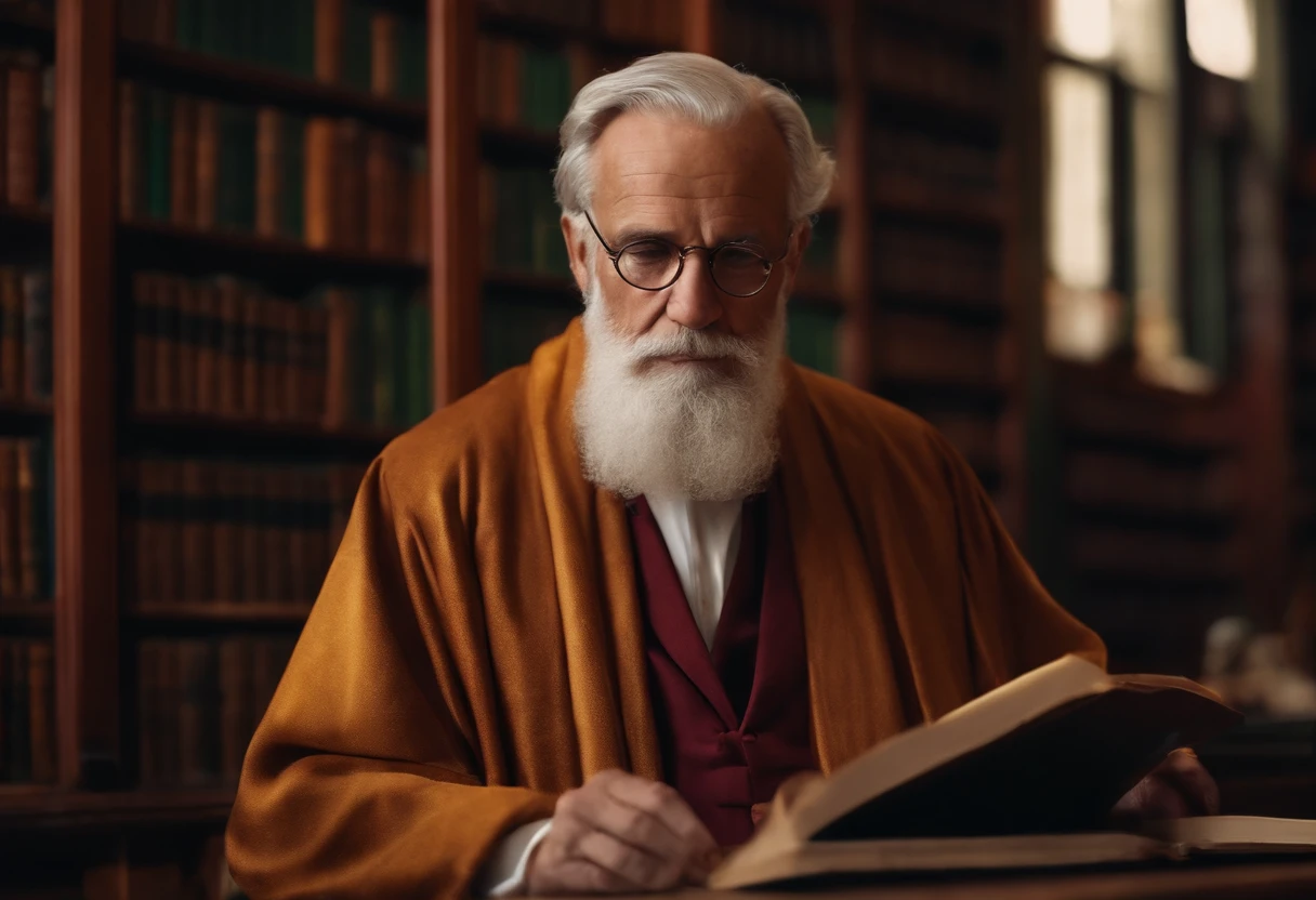 American Old Man in Librarian Robe 8K