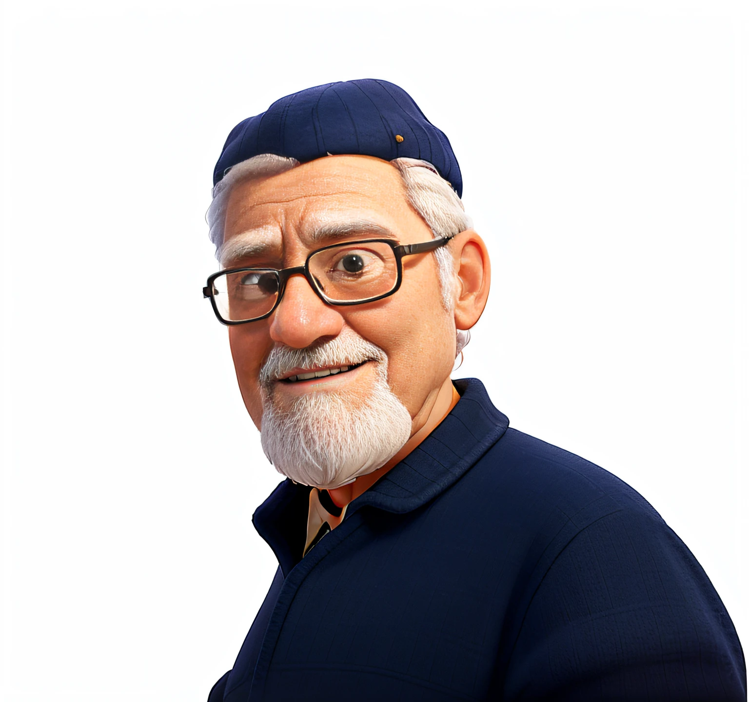 A wise old man standing in front, illuminated by the light of a lamp, against the backdrop of a library