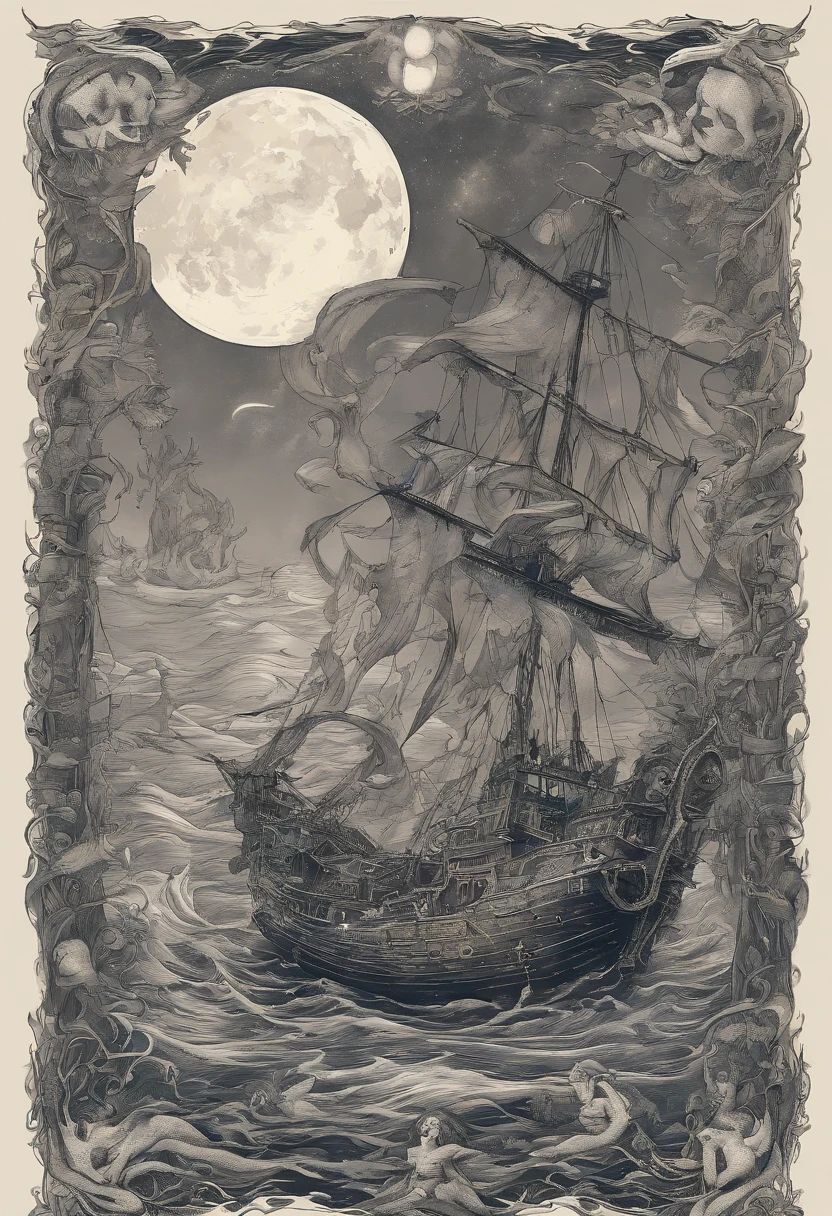 fenda, Shipwreck of villainous mermaids consuming humans under nightmarish moon