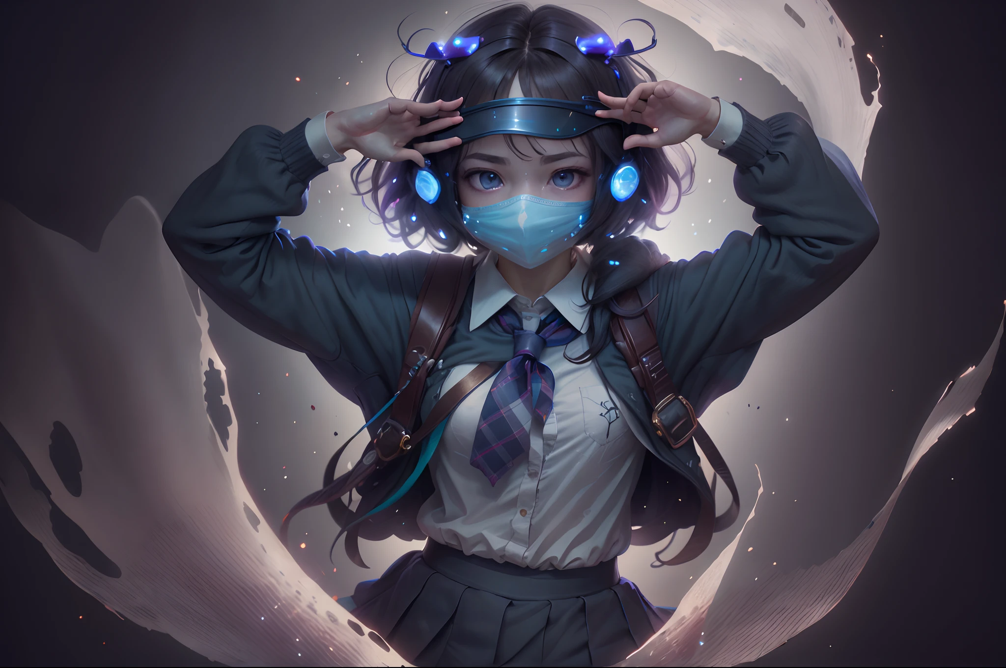 Image of a girl covering her face with a transparent visor