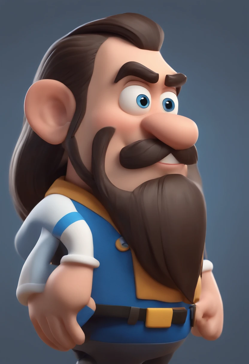 Personagem de desenho animado de um homem com barba no queixo e bigode usando uma camisa azul, um personagem animado, Caractere estilizado, animation style rendering, 3D estilizado, Arnold Maya render, 3 d render stylized, toon render keyshot, Personagem 3D, Personagem 3D, 3d rendering stylized, 3 d character render, personagem de desenho animado, Personagem de close up, Pose de personagem, (Estilo Pixar) (master part:1.2) (Bokeh) (best quality) (pele detalhada) (textura detalhada) (8k) (argila) (Cinematic lighting) (foco nítido,Senta e vaza a parte superior do corpo