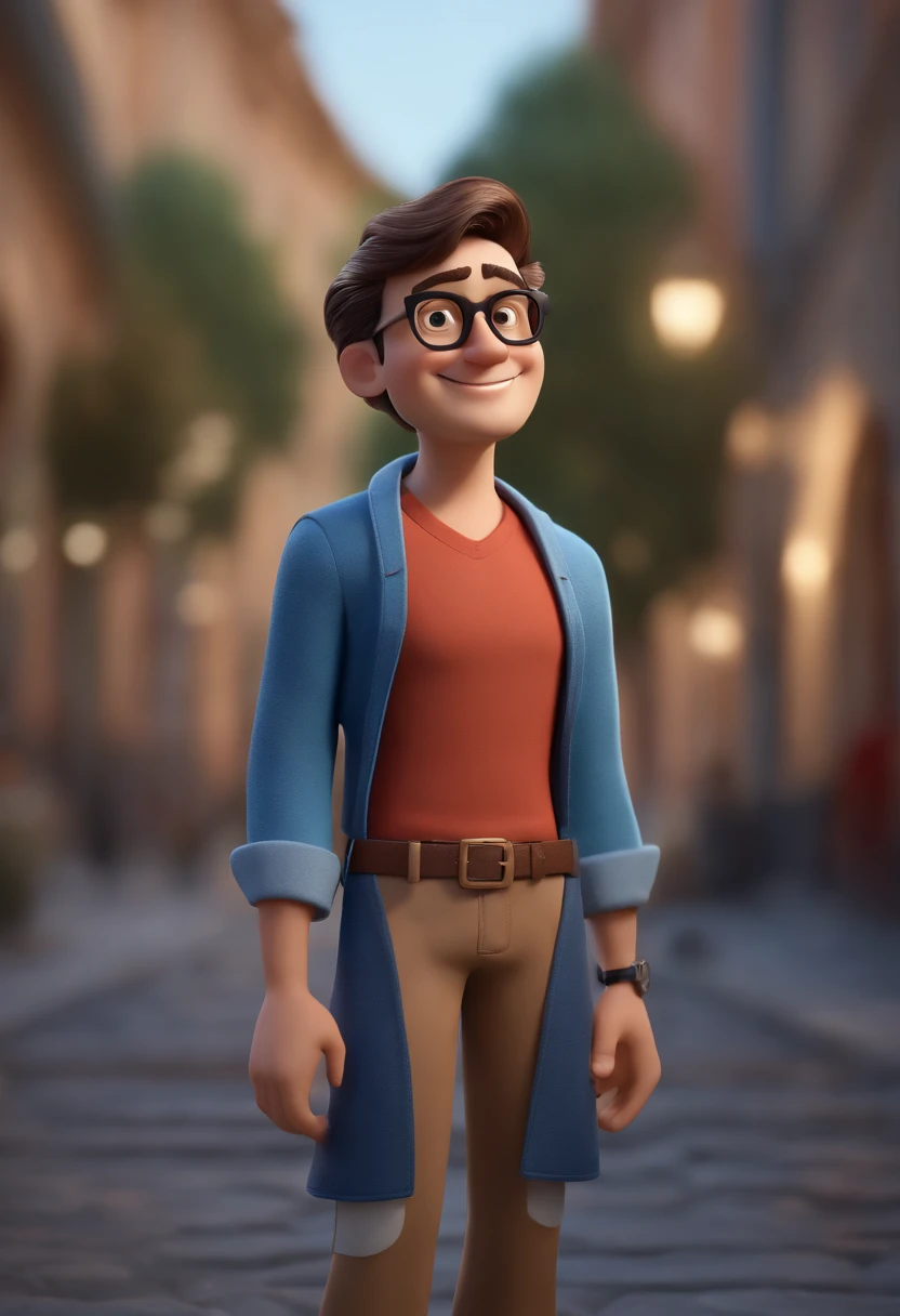 Cartoon character of a man with black glasses and a blue shirt, animation character, Caractere estilizado, animation style rendering, 3D estilizado, Arnold Maya render, 3 d render stylized, toon render keyshot, Personagem 3D, Personagem 3D, 3d rendering stylized, 3 d character render, personagem de desenho animado, Personagem de close up, Pose de personagem, (Estilo Pixar) (master part:1.2) (Bokeh) (best quality) (pele detalhada) (textura detalhada) (8k) (argila) (Cinematic lighting) (HTTPS sharp focus://seaart.ai/explore/detail/cl3gfkp4msba1rriq2dg