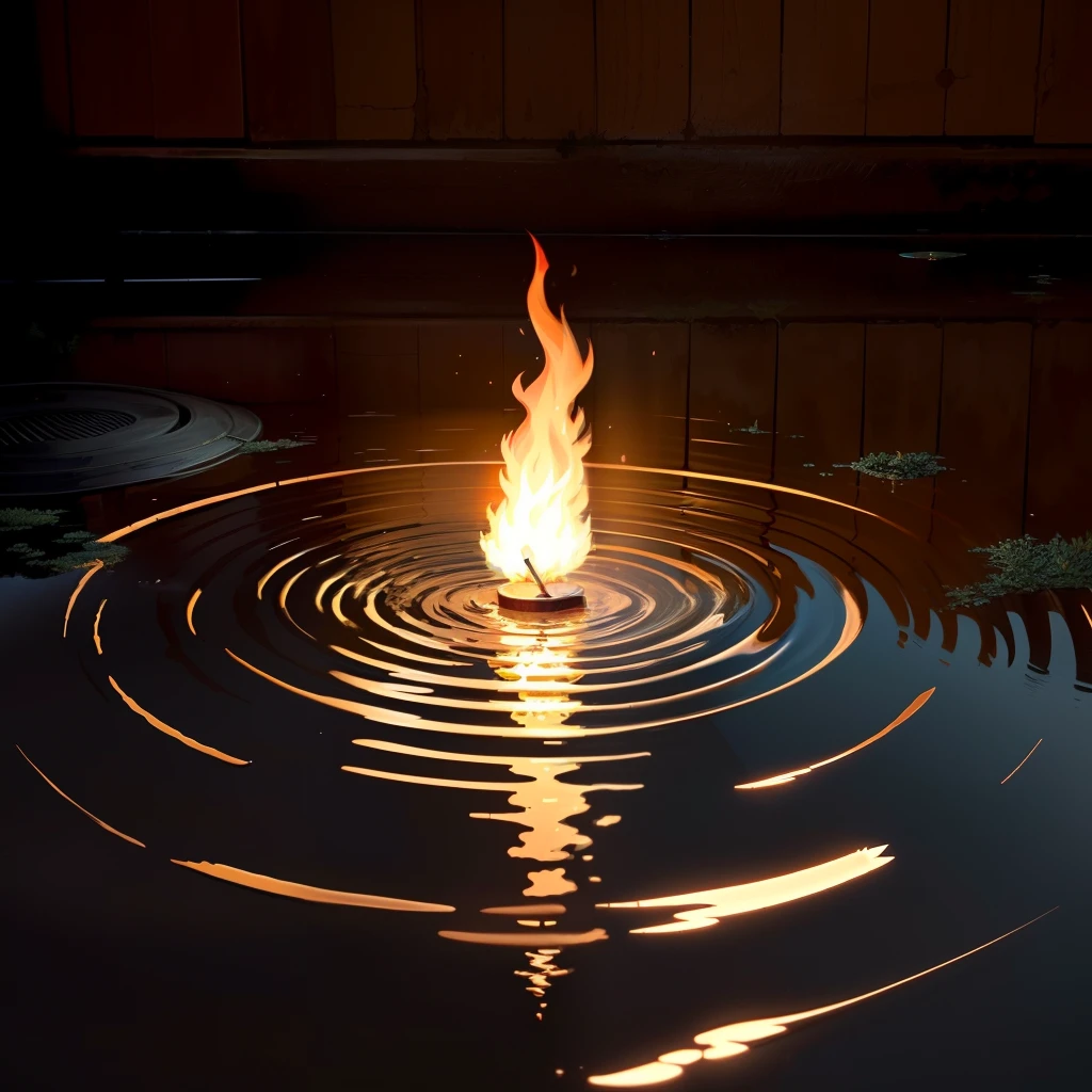 3:15 in a puddle of water with a Match above it