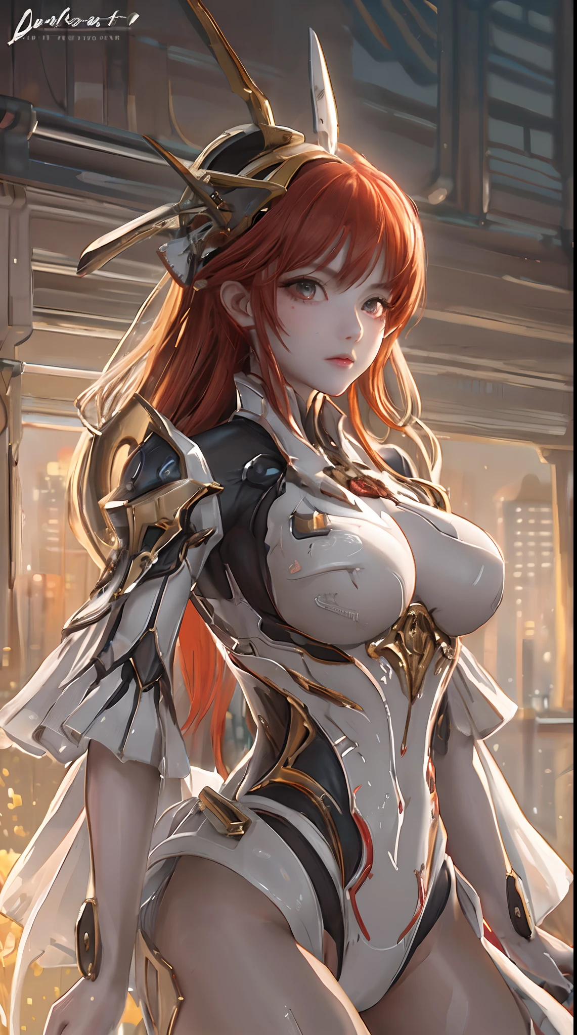 (((best quality))),(((very detailed))),(((masterpiece))),illustration,1 girl, big breasts, no face, mysterious, helmet, Asuka cosplay costume, bodysuit, standing pose,  Expression of extreme detail ,Ultra High Definition,Maximum Detail Display,Hyperdetail,Clear detail,Excellent quality,Super detail,Amazing,HDR,16K,detail,The most authentic,Gloss red color