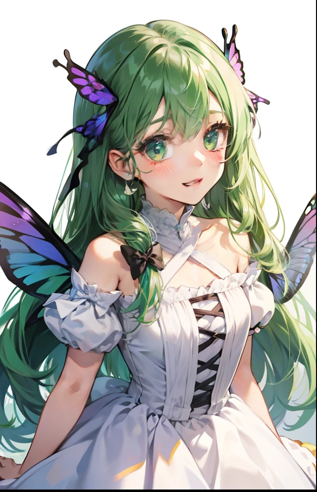 A close up of a woman with green hair and butterfly wings - SeaArt AI