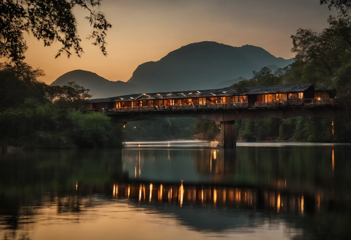 The view of the cruise ship through the river at night, 1 glowing bridge crossing river, author：Patrick Cheng, dreamy Chinese towns, by Bayard Wu, long exposure 8 k, slow exposure hdr 8 k, by Yang J, author：Wang Lei, author：Adrian Zingg, best photography of 2 0 2 1, by Raymond Han, 4K, 4 k''