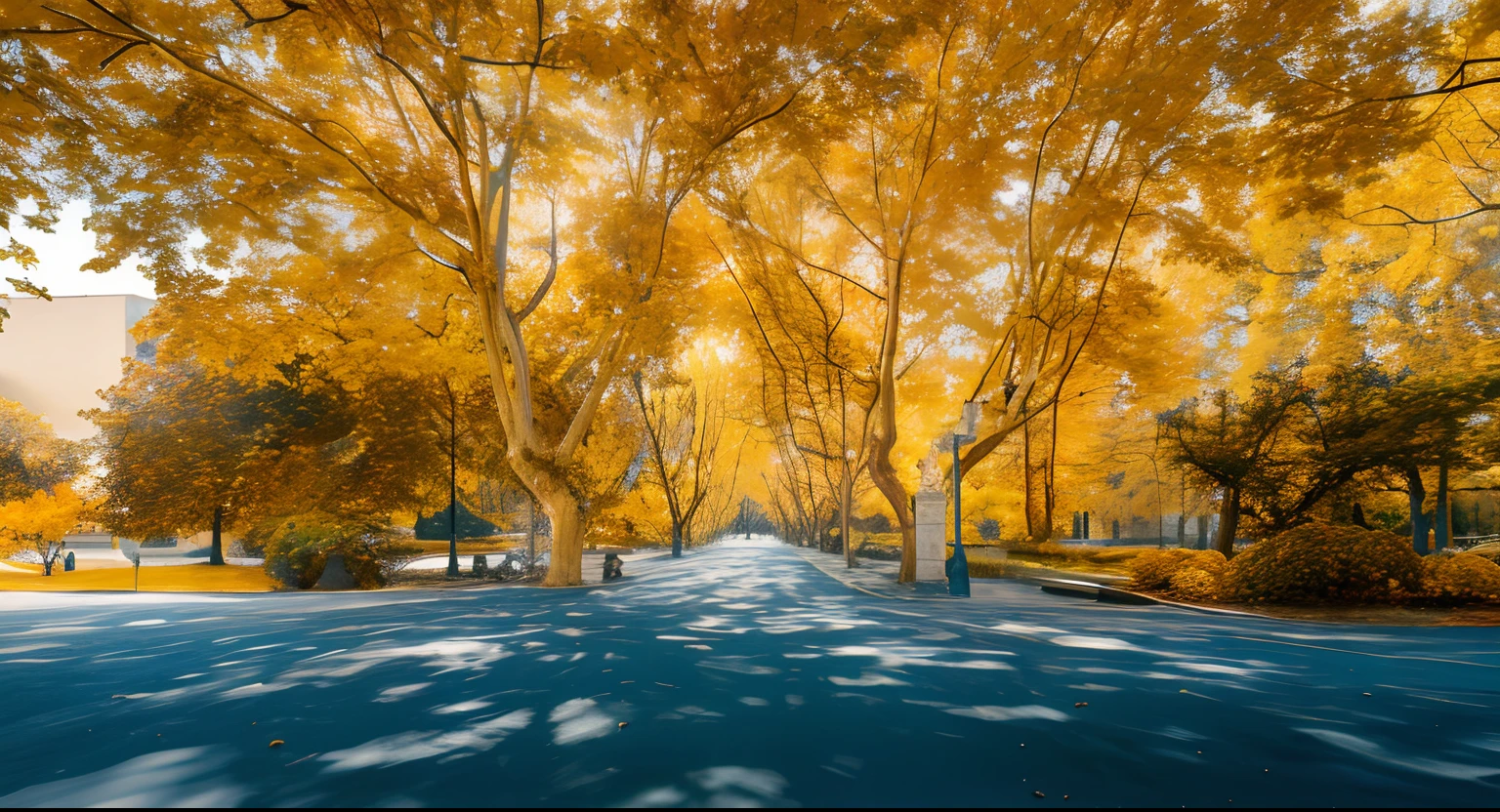 (best quality,4k,highres,masterpiece:1.2),ultra-detailed,photorealistic,autumn,tree-lined streets with yellow leaves in the park, vibrant fall foliage, beautiful detailed trees, colorful autumn trees, sunny days in the park, photography, golden leaves, rich and vibrant colors, picturesque scenery, serene atmosphere, oil painting, Monet, Van Gogh, high-definition 4K, impeccable details, crisp outlines, unified color tones --auto