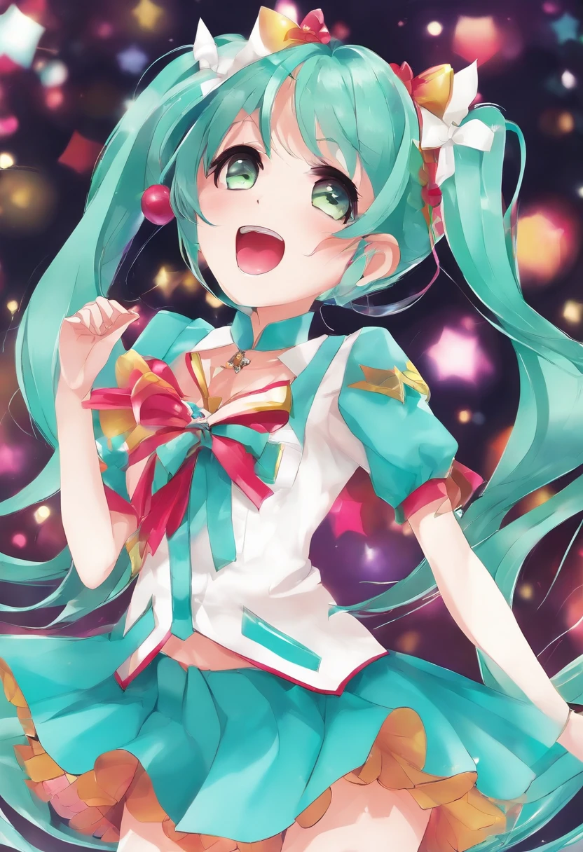 miku hatsune、cheerleaders、Dancing with bonbons