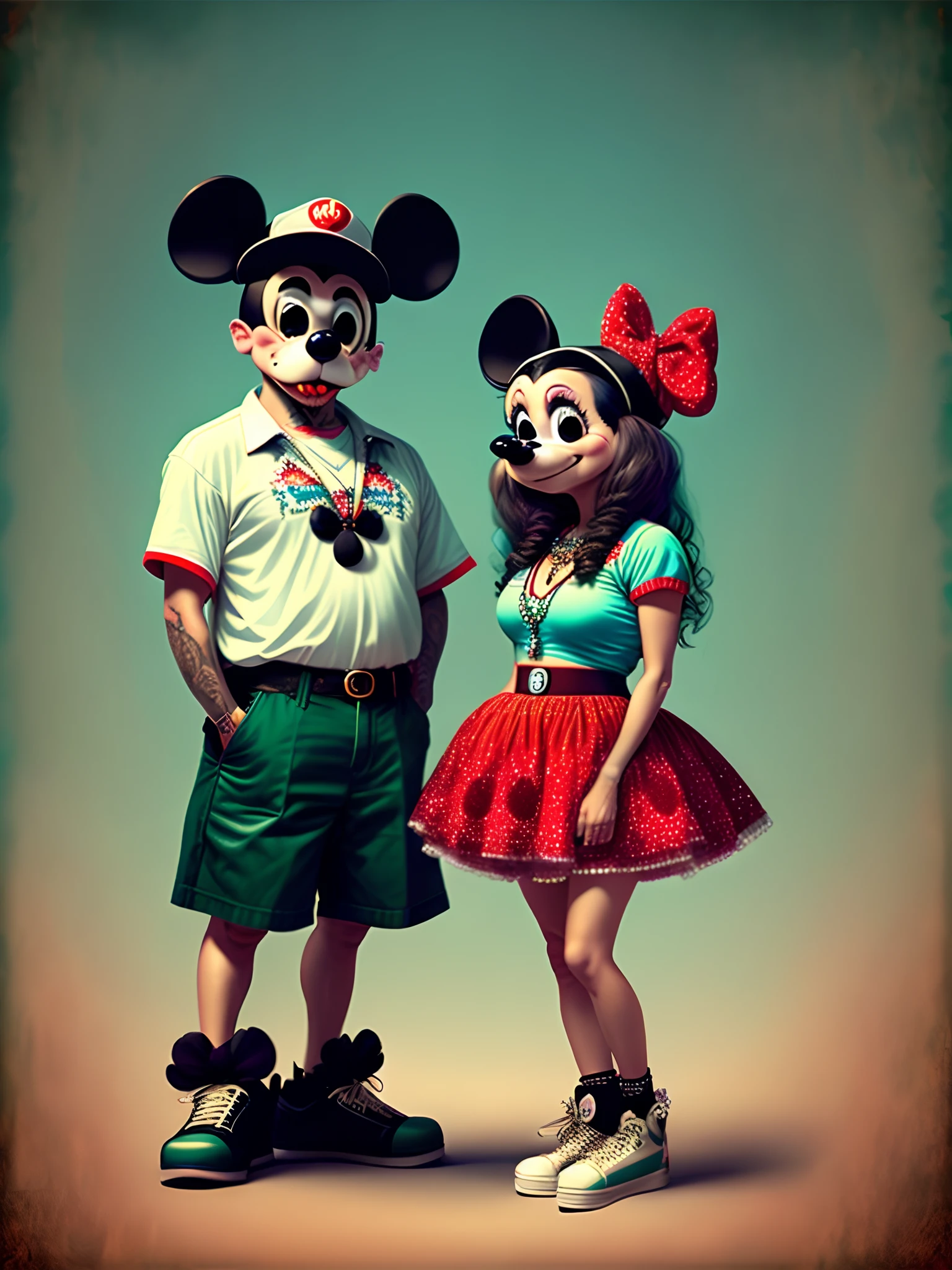 mickey and minnie as a cholo and chola