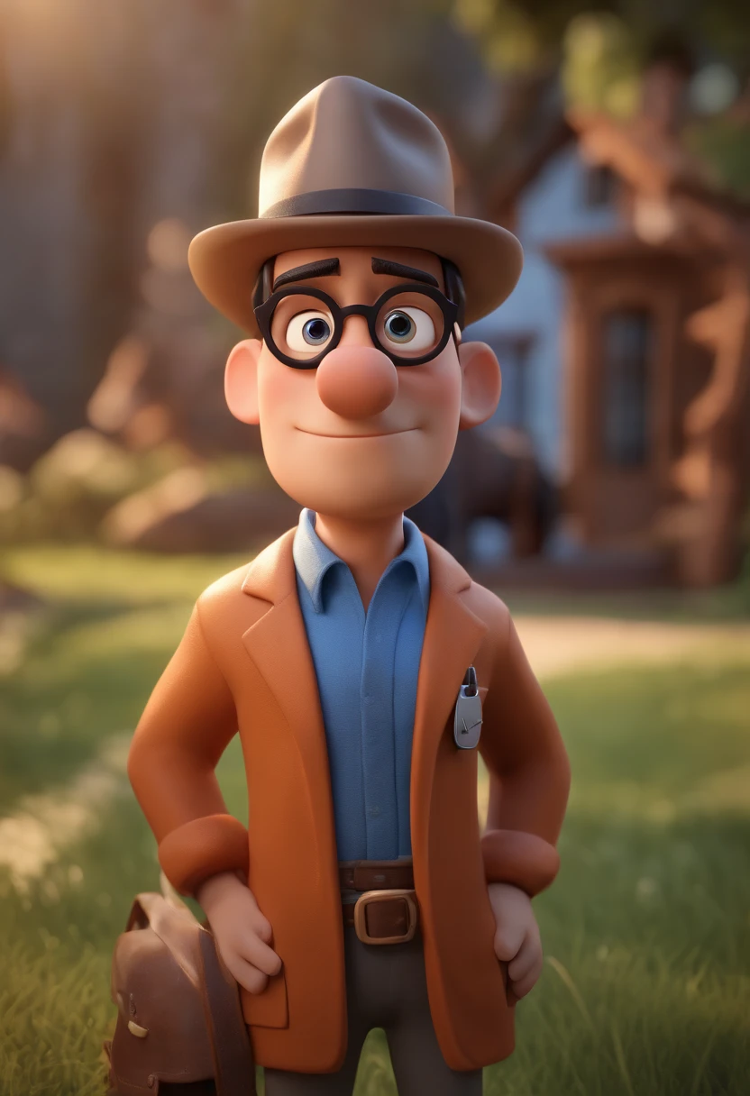 Cartoon character of a man with black glasses and a blue shirt, Veterinarian dress next to a horse, animation character, Caractere estilizado, animation style rendering, 3D estilizado, Arnold Maya render, 3 d render stylized, toon render keyshot, Personagem 3D, Personagem 3D, 3d rendering stylized, 3 d character render, personagem de desenho animado, Personagem de close up, Pose de personagem, (Estilo Pixar) (master part:1.2) (Bokeh) (best quality) (pele detalhada) (textura detalhada) (8k) (argila) (Cinematic lighting) (foco nítido