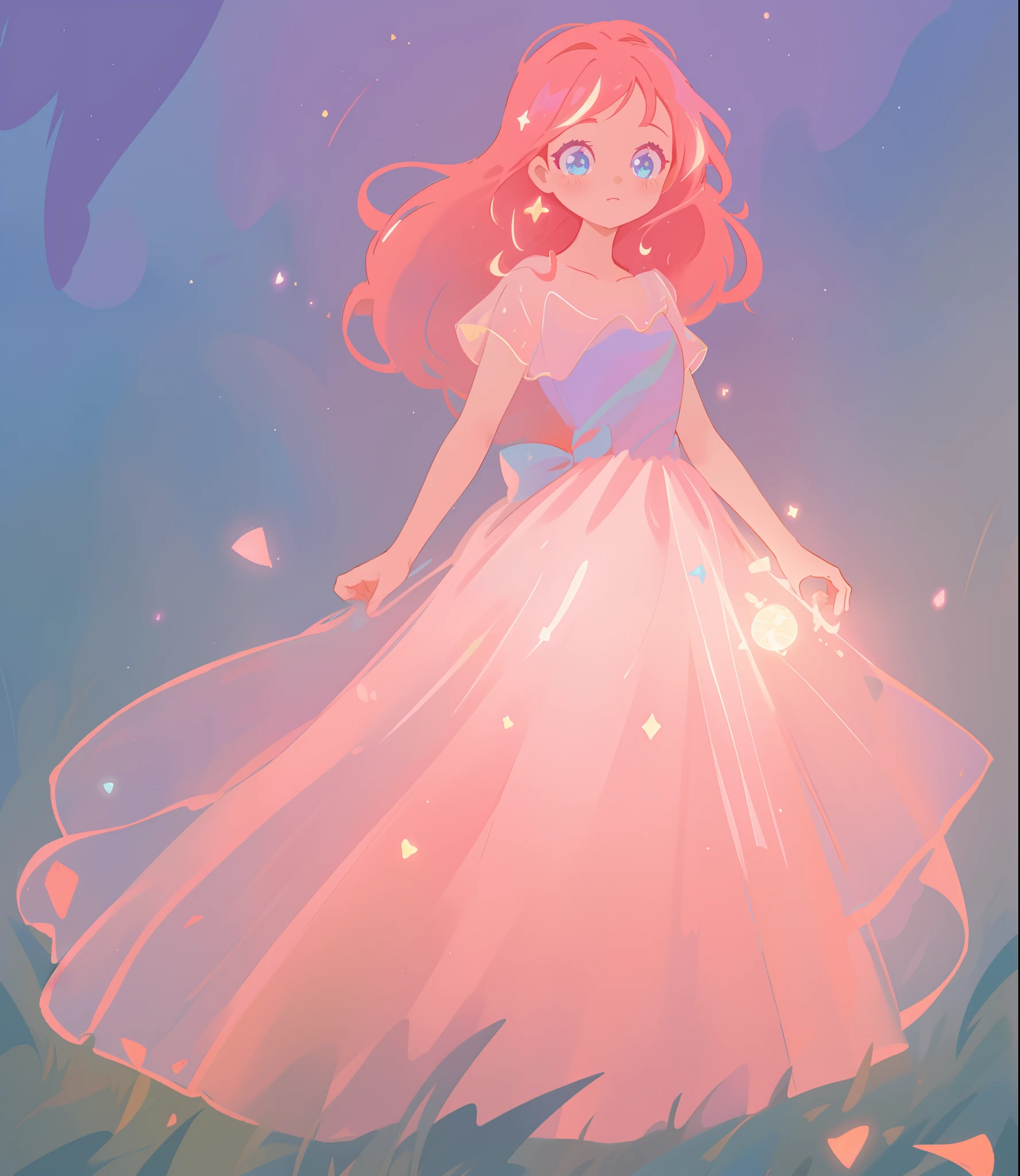 beautiful girl, ((puffy shimmering multi-layered ballgown)), vibrant pastel colors, (colorful), long flowing hair, magical lights, sparkling magical liquid, inspired by Glen Keane, inspired by Lois van Baarle, disney art style, by Lois van Baarle, glowing aura around her, by Glen Keane, jen bartel, glowing lights! digital painting, flowing glowing hair, glowing flowing hair, beautiful digital illustration, fantasia background, whimsical, magical, fantasy, ((masterpiece, best quality)), intricate details, highly detailed, sharp focus, 8k resolution, sparkling detailed eyes, liquid watercolor