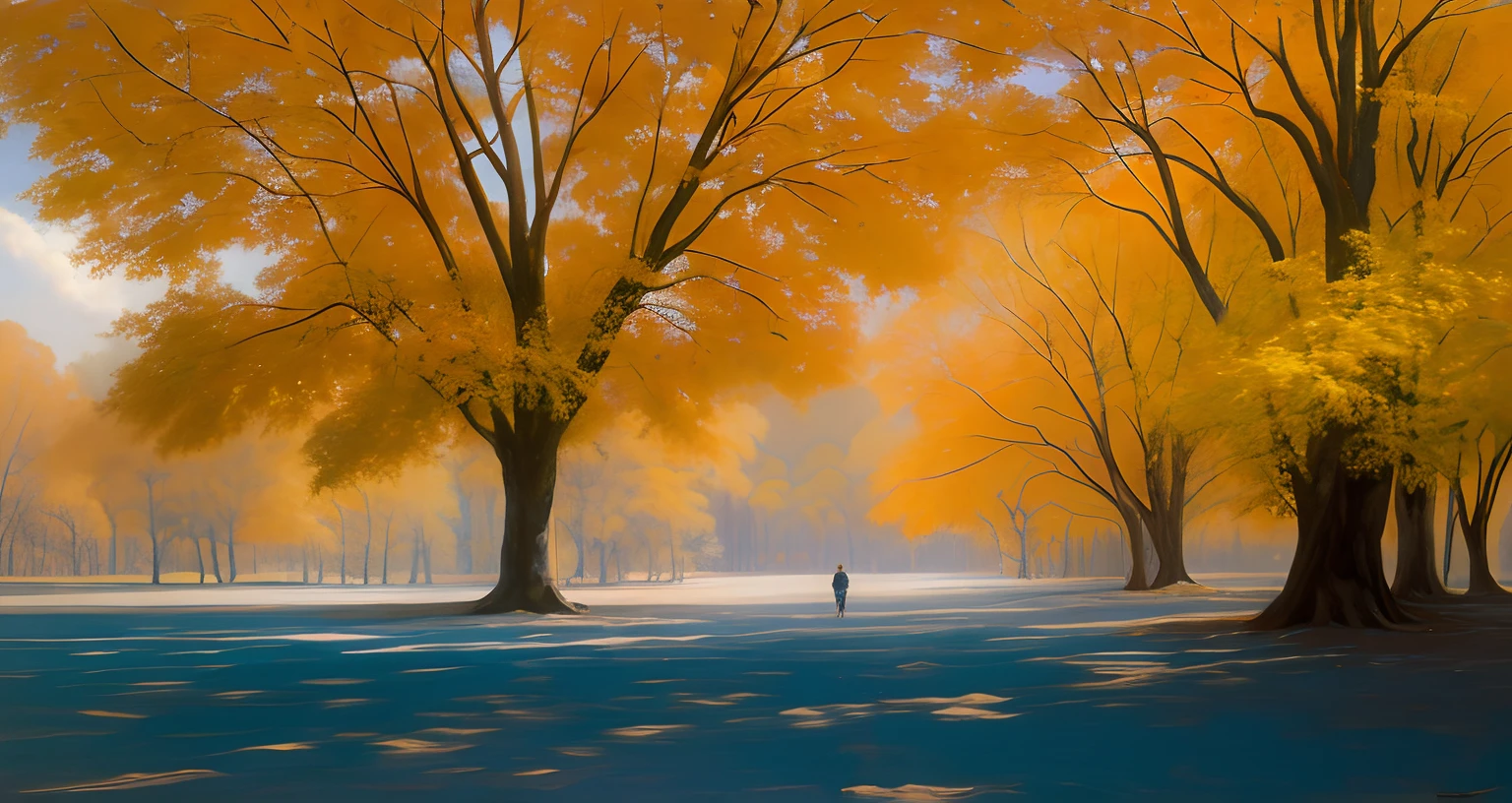 (Best quality,4K,A high resolution,Masterpiece:1.2),Thick coating,Impresionismo,abstracted,Thick strokes,William Ray,Surreal and colorful landscapes，author：Julian Mero-Smith（Julian Mero-Smith）and Atey Ghailan（atey ghailan）,Thick strokes,oil painted ,A combination of purple and orange tones，Russian landscape painting，author：Shishkin，natural soft light --auto