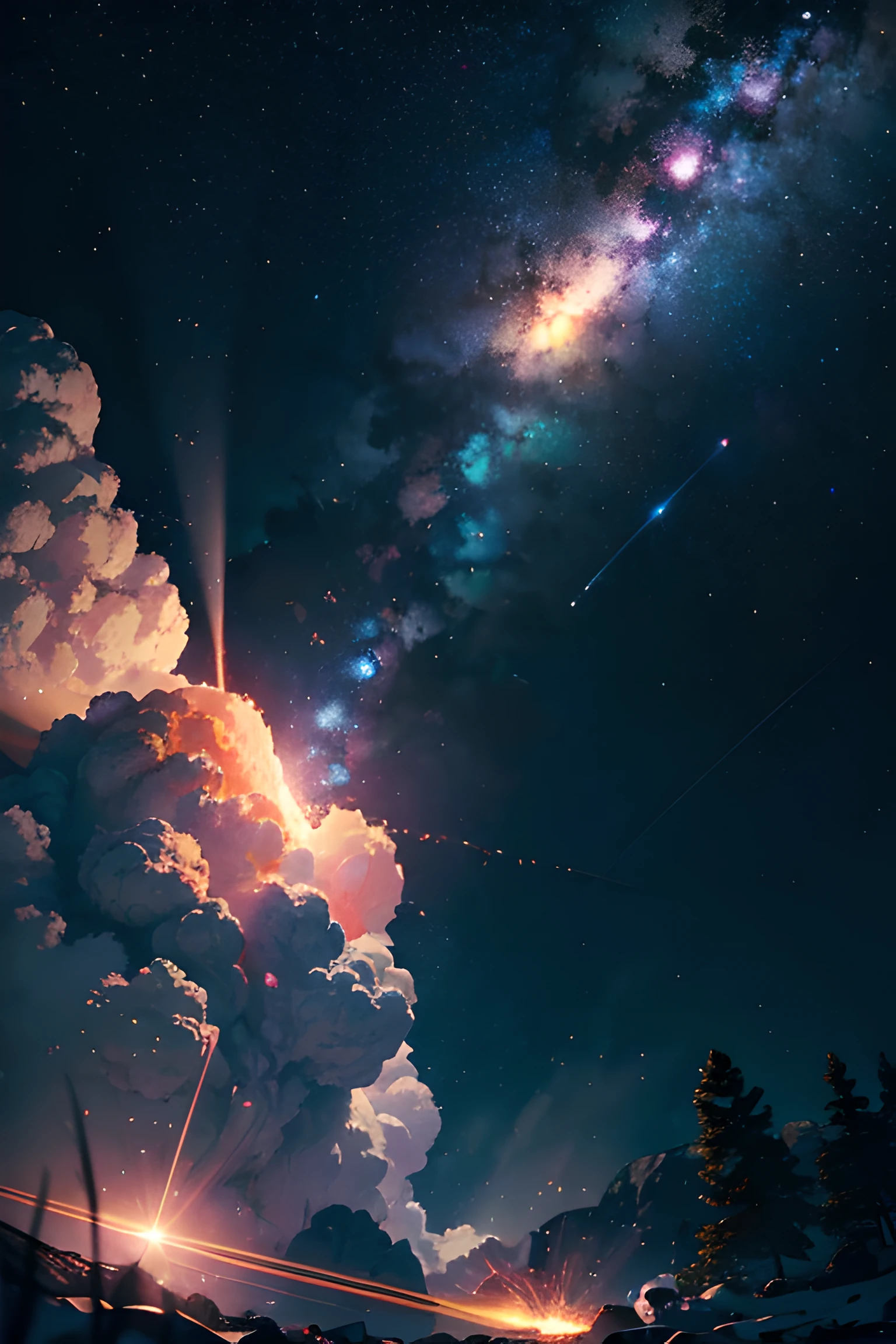 (8k, RAW photo, best quality, masterpiece:1.2), (realistic, photo-realistic), Meteor, falling to the ground, tremendous shock wave, an extremely delicate, depth of field, professional lighting,