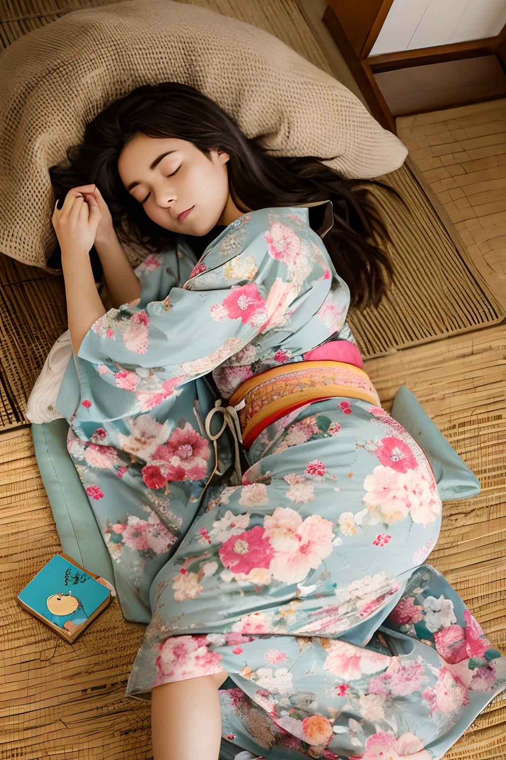 - This girlfriend is sleeping on the tatami mat in a kimono