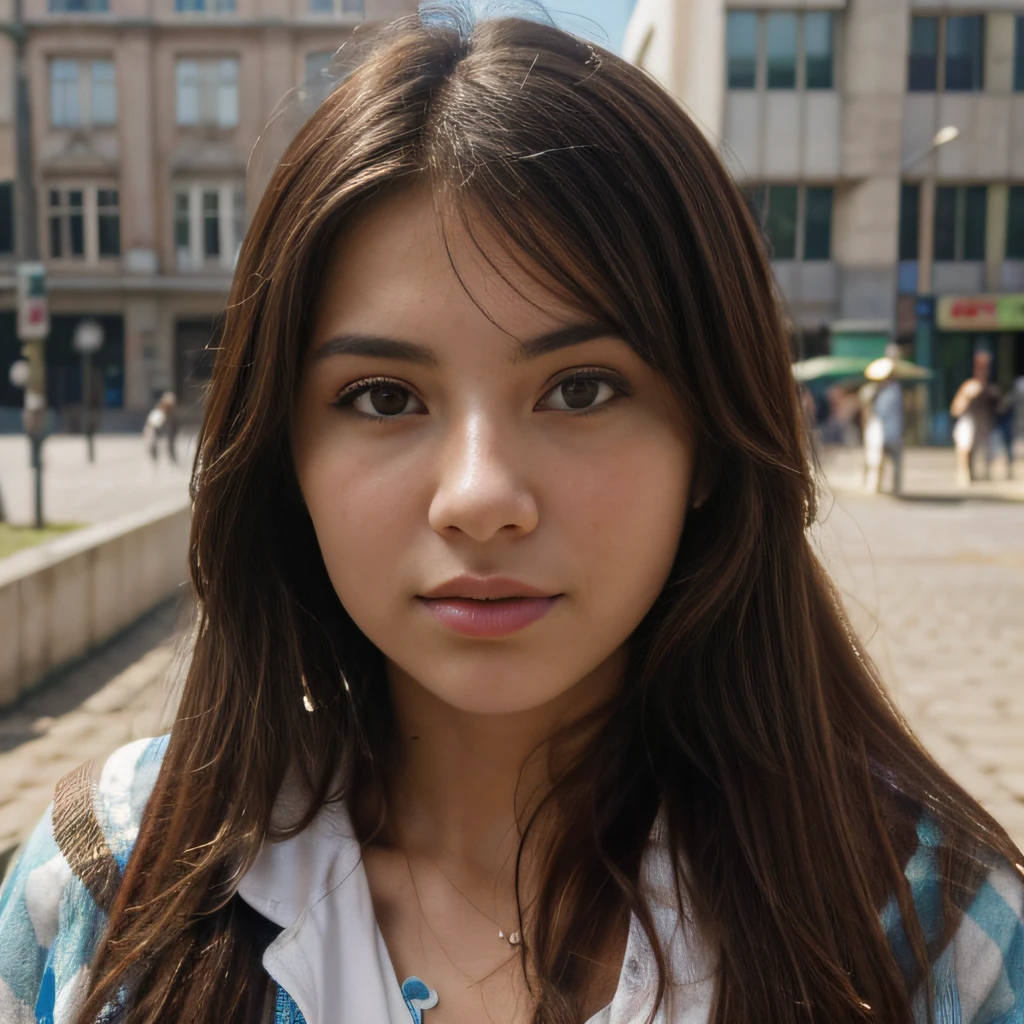 (((hd closeup photo))) one standing argentine girl mikaela Sorin looking at camera. , in university (((mikaela Sorin)))