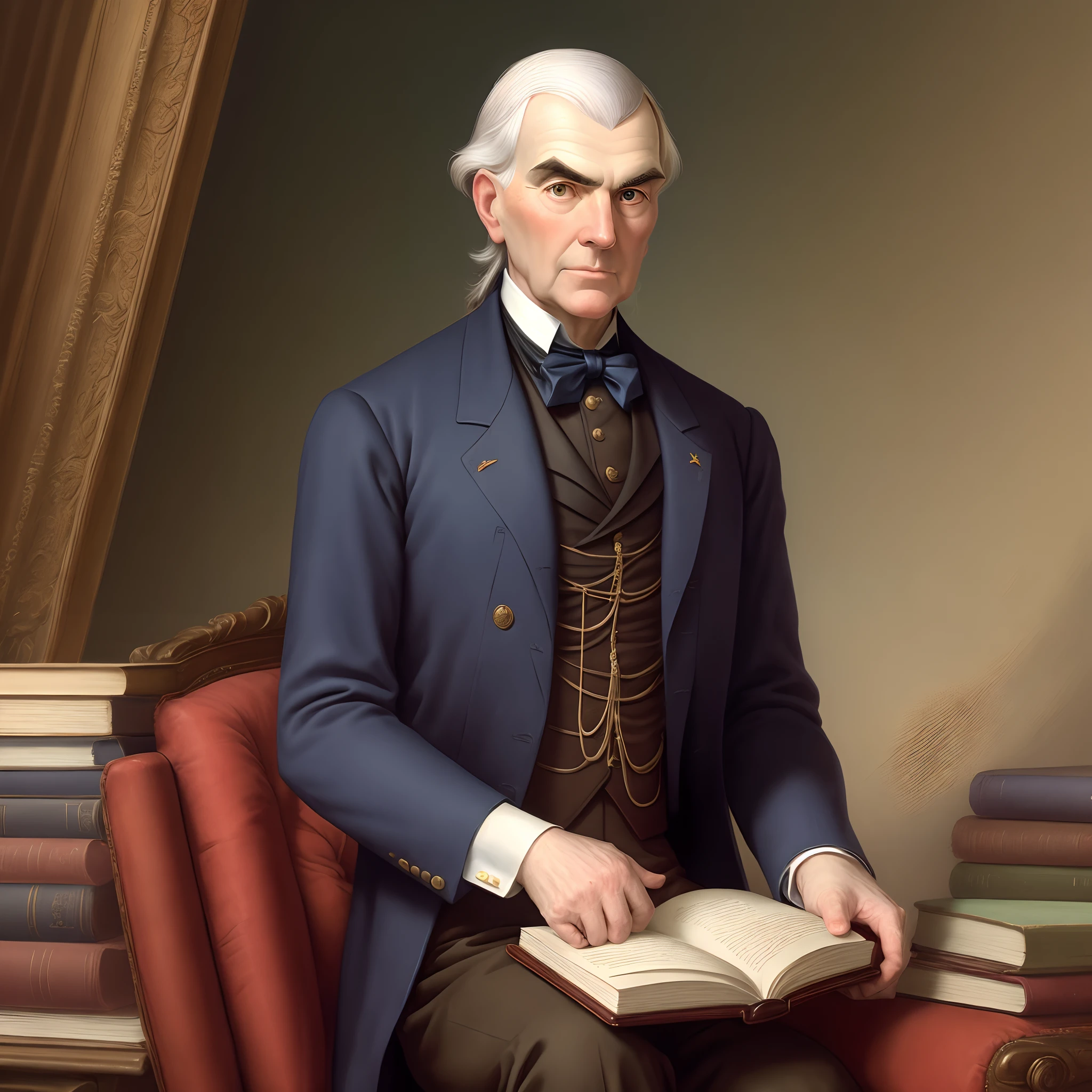Daniel Webster holding a close book
