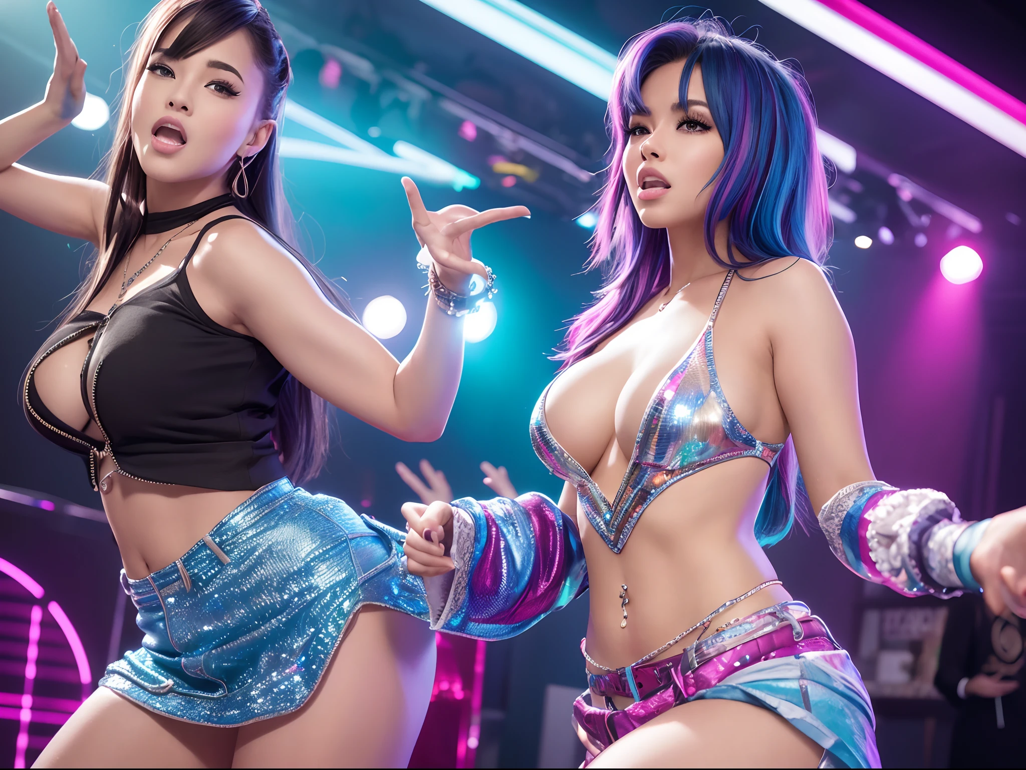 (best quality, 4k, highres, masterpiece:1.2), ultra-detailed, (realistic,photorealistic,photo-realistic:1.37), portraits, [vintage], [retro], vibrant colors, disco lights, energetic dance routines, [mini-skirts], [knee-high boots], [1960's], [go-go dancers], [y attitude], stylish hairstyles, [colorful patterns], [disco club atmosphere], dynamic poses, vivid expressions, captivating stage, [groovy music], [high energy].