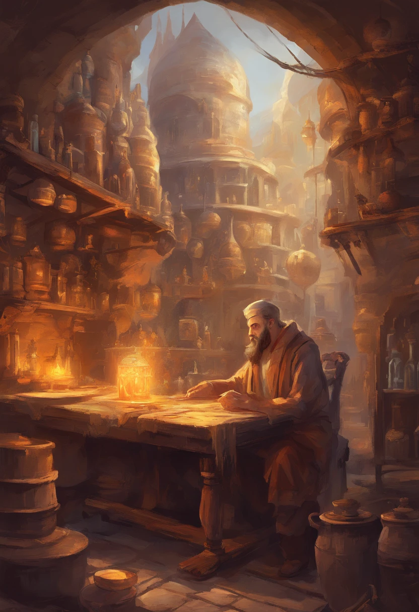 hand painted oil art the alchemist style
