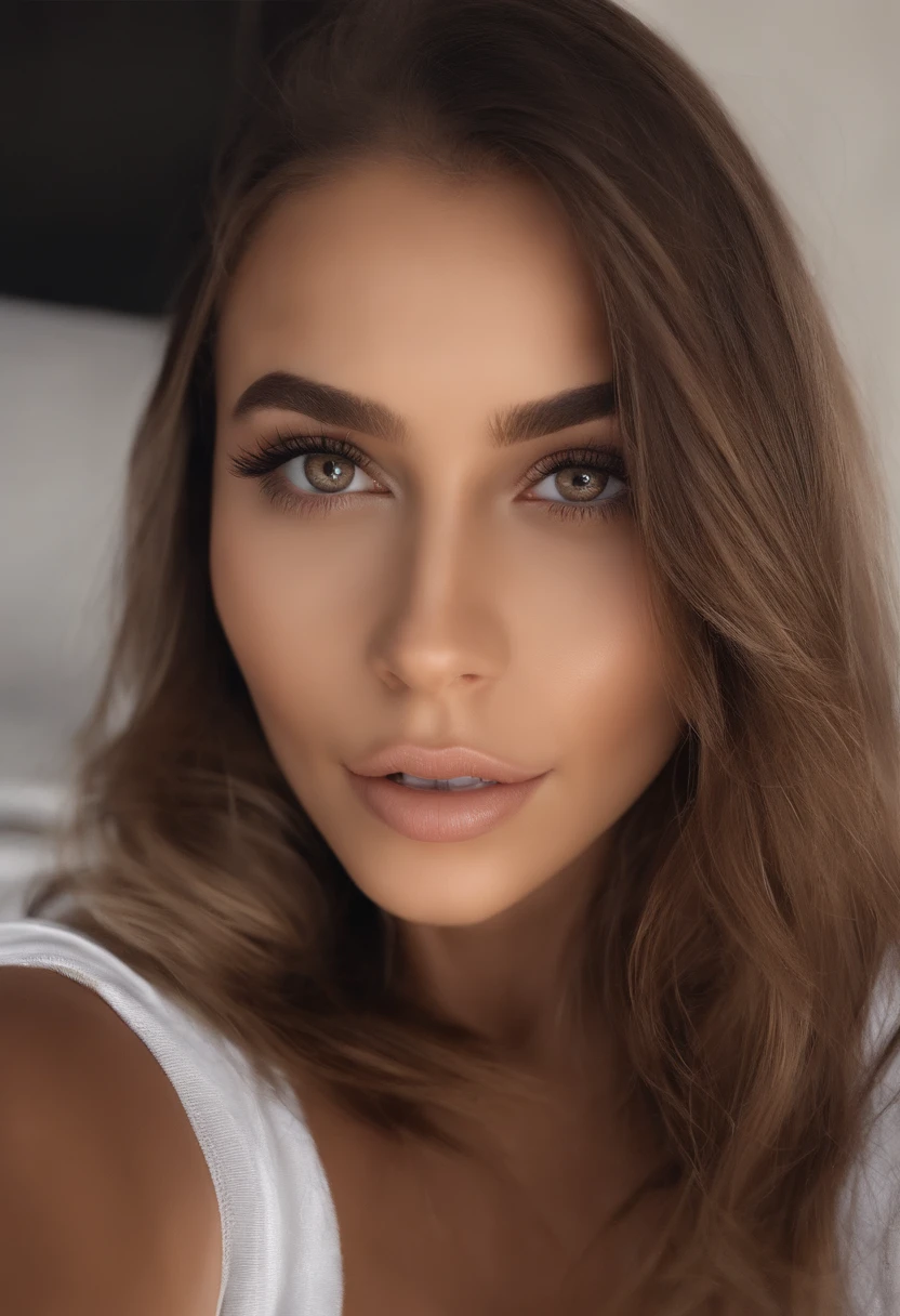 mulher arafed totalmente , Menina sexy com olhos castanhos, ultra realistic, Hispanic, meticulosamente detalhado, Retrato Sophie Mudd, cabelos castanhos e olhos grandes, selfie de uma jovem mulher, Olhos de Dubai, Violeta Myers, sem maquiagem, maquiagem natural, Looking directly at the camera, Rosto com ArtGram, maquiagem sutil, Impressionante tiro de corpo inteiro, Standing in the room, busto de tamanho grande, no underwear