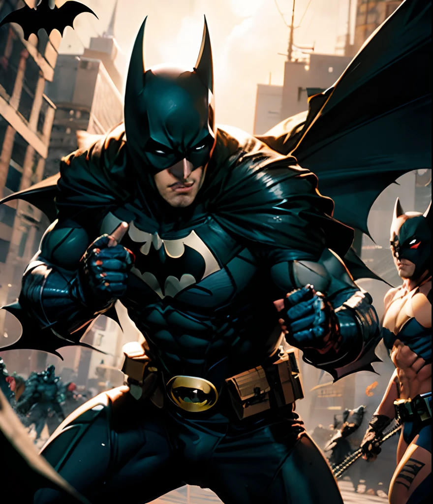 Batman fighting a caveman