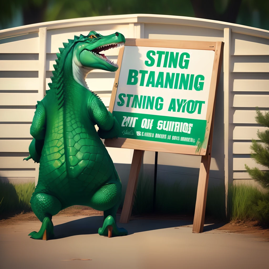 Gators in with a sign saying standing on business