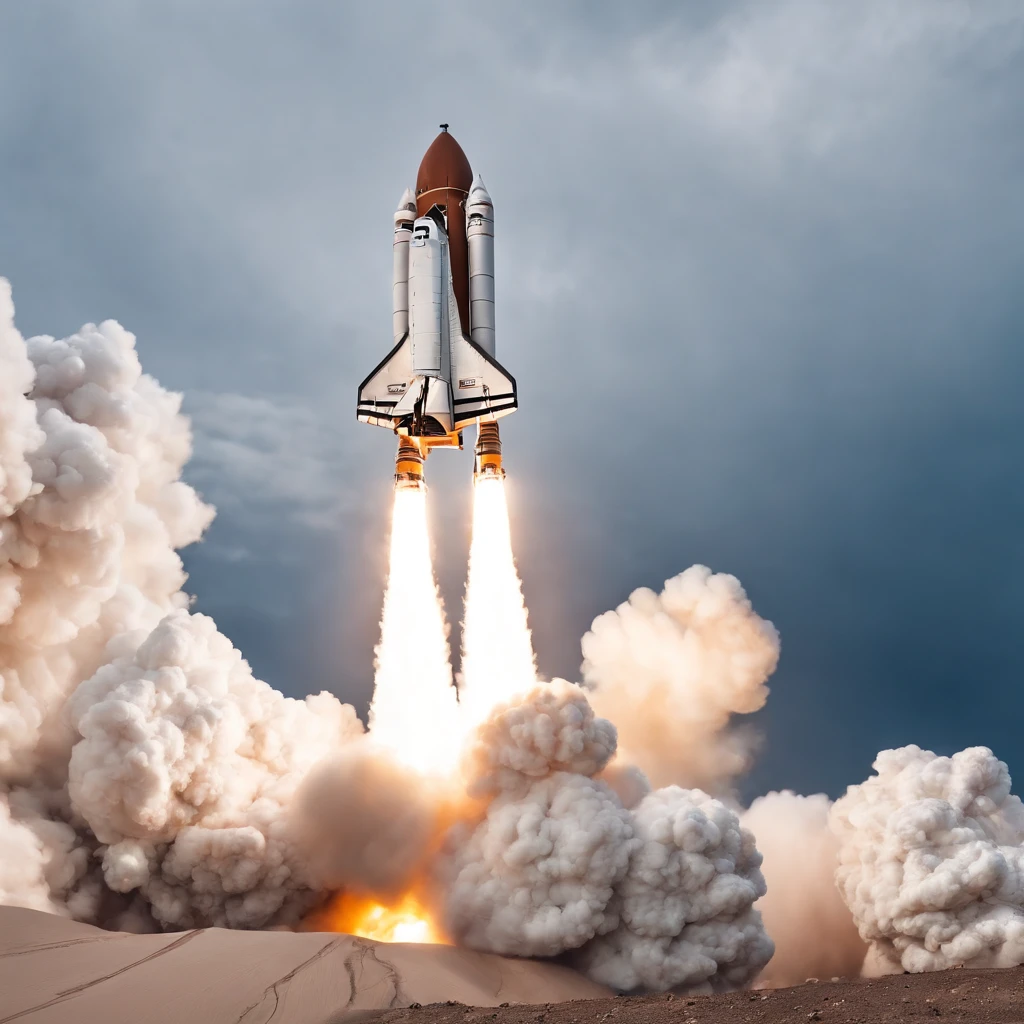 rocket launching into the sky