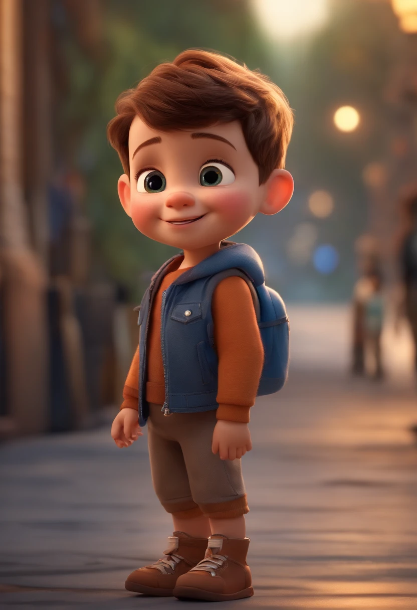 a happy cute ??? standing short hair, vestindo uma fantasia espacial, , fundo branco, barnet, Tom, Estilo Pixar, ....3d, desenhos animados, rosto detalhado, asymmetrical 16k