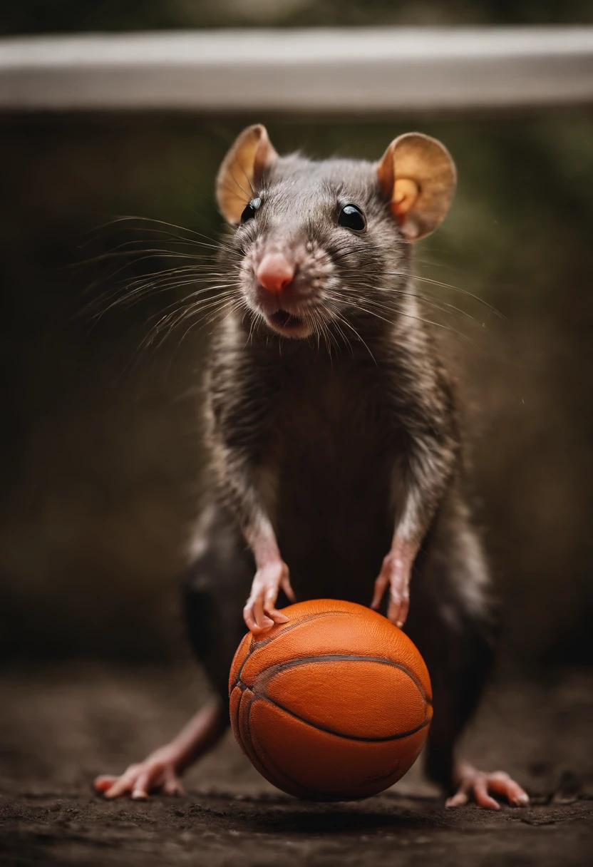 Cool rat dunking and playing basketball on some shrimps