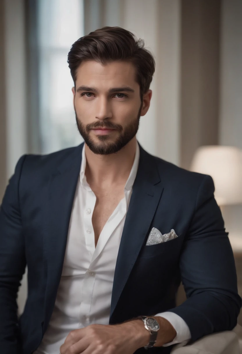 Homem lindo de terno , barba linda , cabelo curto, homem sexy executivo, terno preto