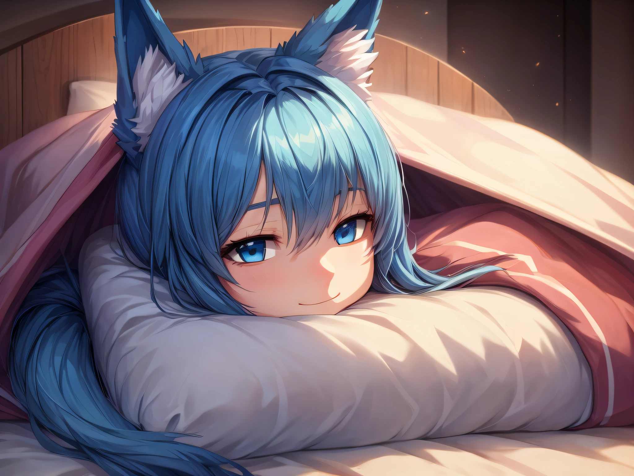 heart-shaped pupils, kemonomimi mode, shy, blush, tongue, saliva, heart in eye, seductive smile, naughty face, torogao, yandere, saliva trail, excited, full-face blush, oral invitation, blue hair, ray tracing, sparkle, high detail, close-up, 8k, super detail, masterpiece, best quality