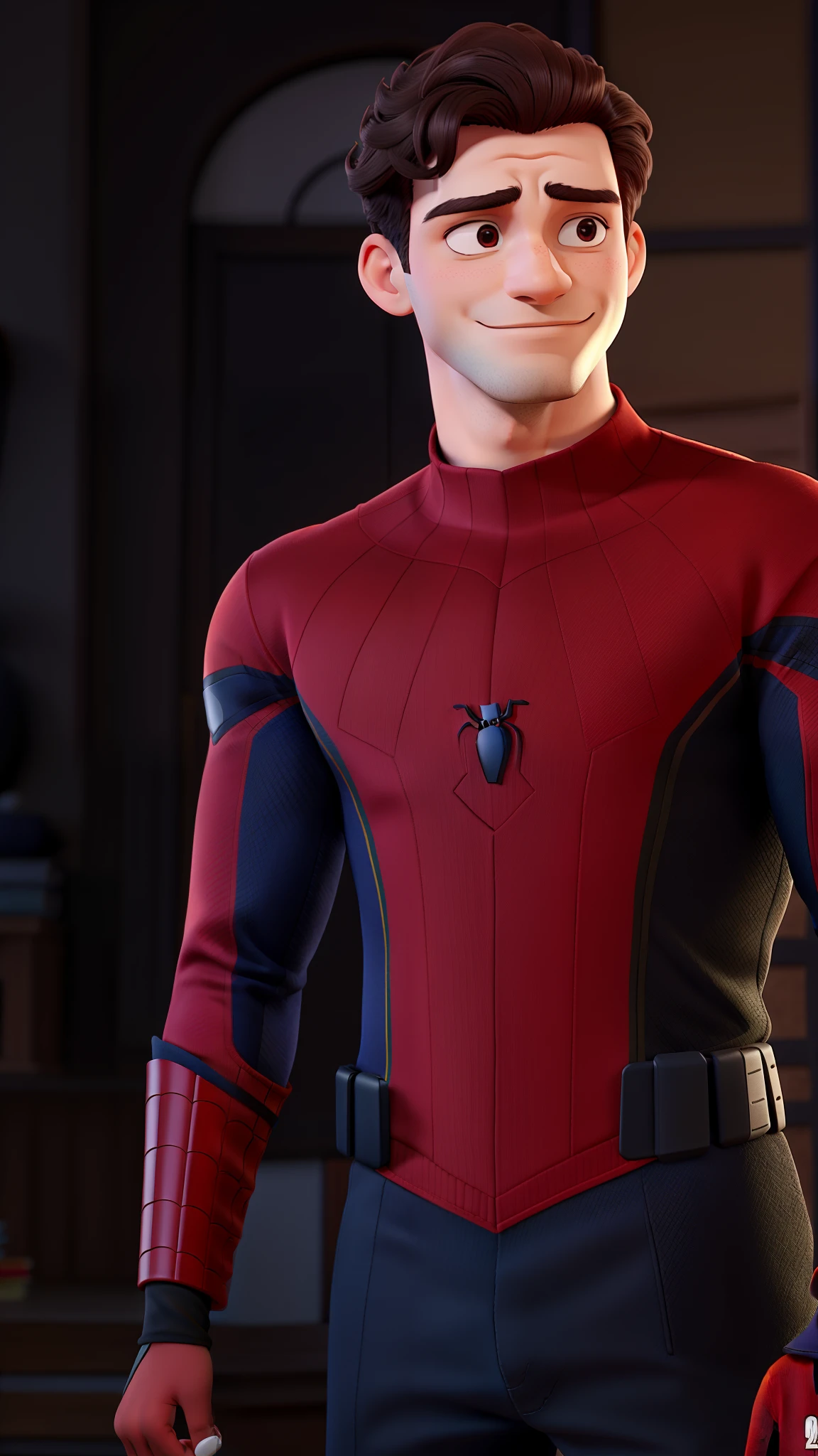 Homem vestido com uniforme do homem aranha