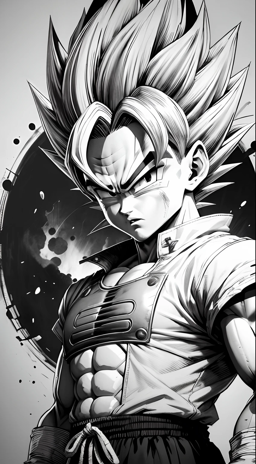 Dragon Ball Goku consists of: - Art - The - Dragon, handdrawn, pencil ink, Vegeta, com cabelo Vegeta, Prince Vegeta, Dragon Ball Art Style, Wild Spike blood Saiyajin Hair, estilo Akira Toriyama, arte conceitual de Dragon Ball, inspirado em Seki Toriyama, estilo Dragon Ball, arte HD, personagem Dragon Ball, estilo Dragon Ball Z