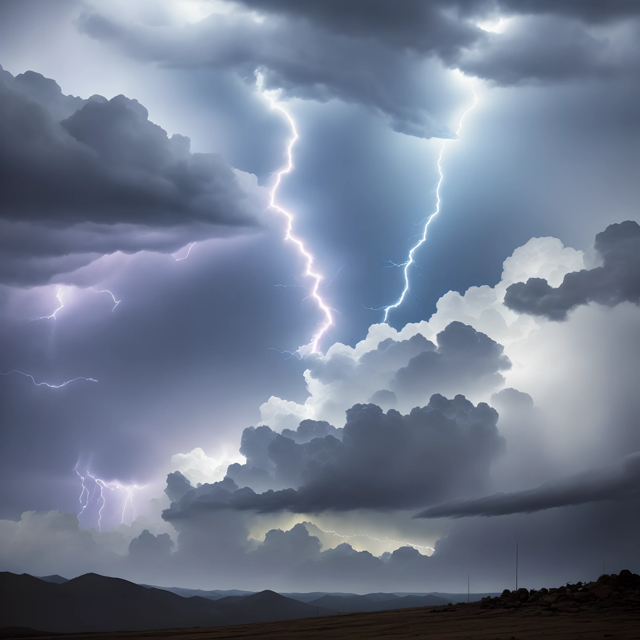 Lightning bolt with all elements surrounding it