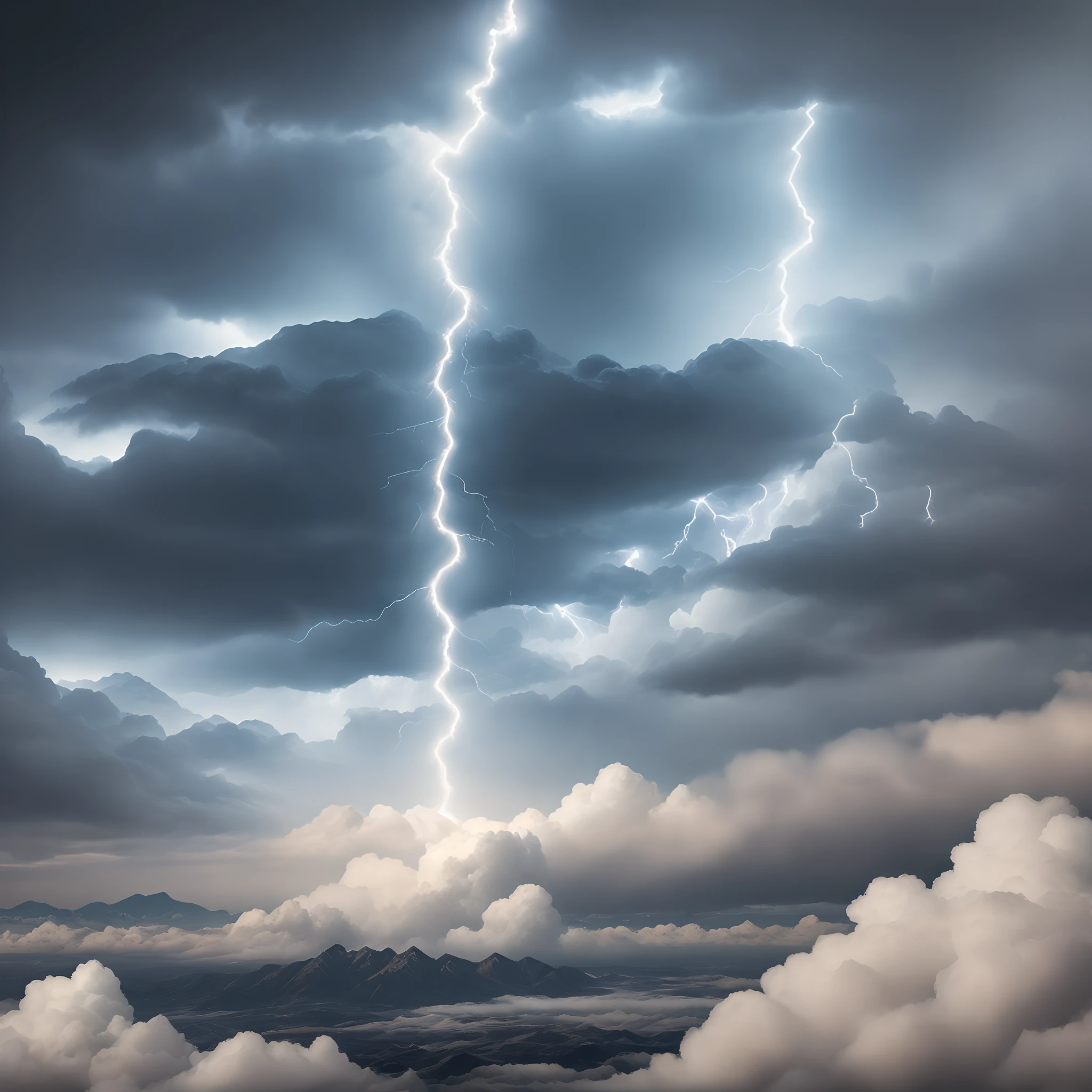 Lightning bolt with all elements surrounding it