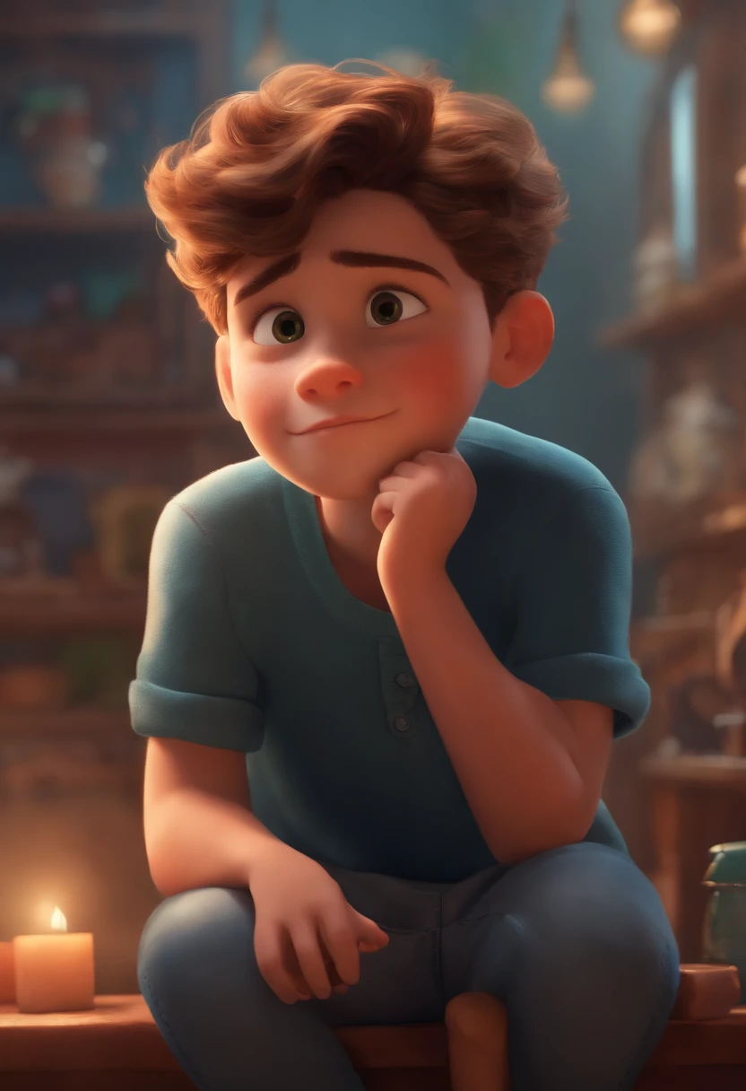 Image of a boy for a story in a YouTube video in Pixar format, He's the ****** allabester, He's the class leader, He's outgoing, Playful and gets up for a lot of things, cabelo curto