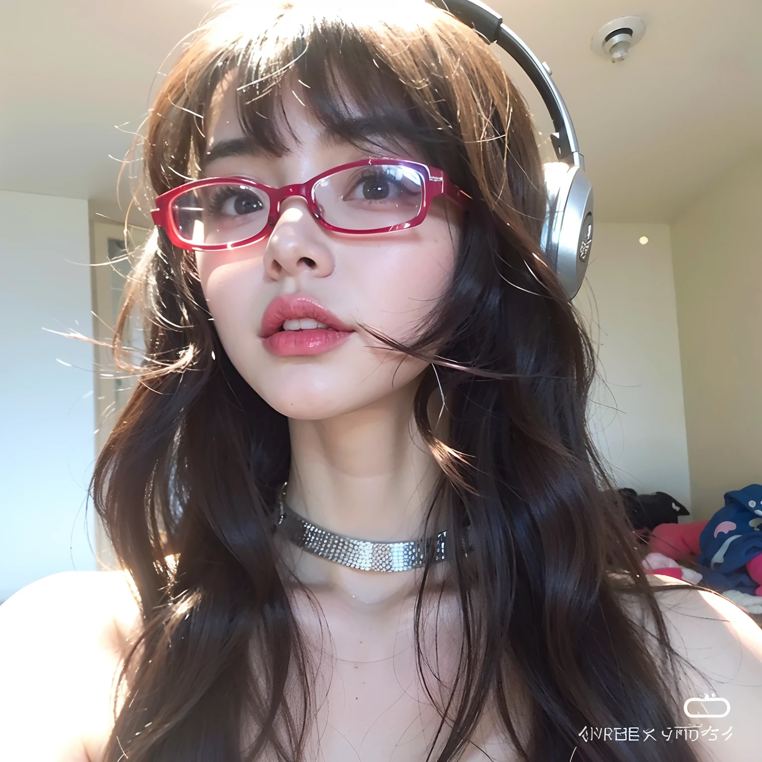 arafed woman with headphones and glasses on her face, belle delphine, anime girl in real life, cruel korean goth girl, twitch streamer, anime vibes, with glasses, ulzzang, trending at cgstation, anime inspired, guweiz, y 2 k cutecore clowncore, e-girl, e - girl, realistic anime 3 d style