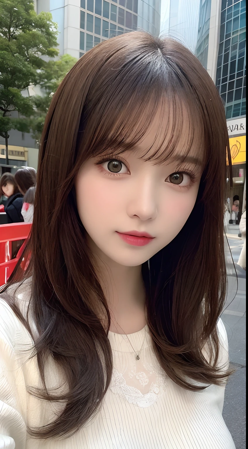masutepiece, Best Quality, Illustration, Ultra-detailed, finely detail, hight resolution, 8K Wallpaper, Perfect dynamic composition, Beautiful detailed eyes, Long Sleeve Tight Mini,Medium Hair,small tits,Natural Color Lip, Randomly sexy poses,Harajuku、20 years girl、Cute、Sexy shot looking at camera,Blur background