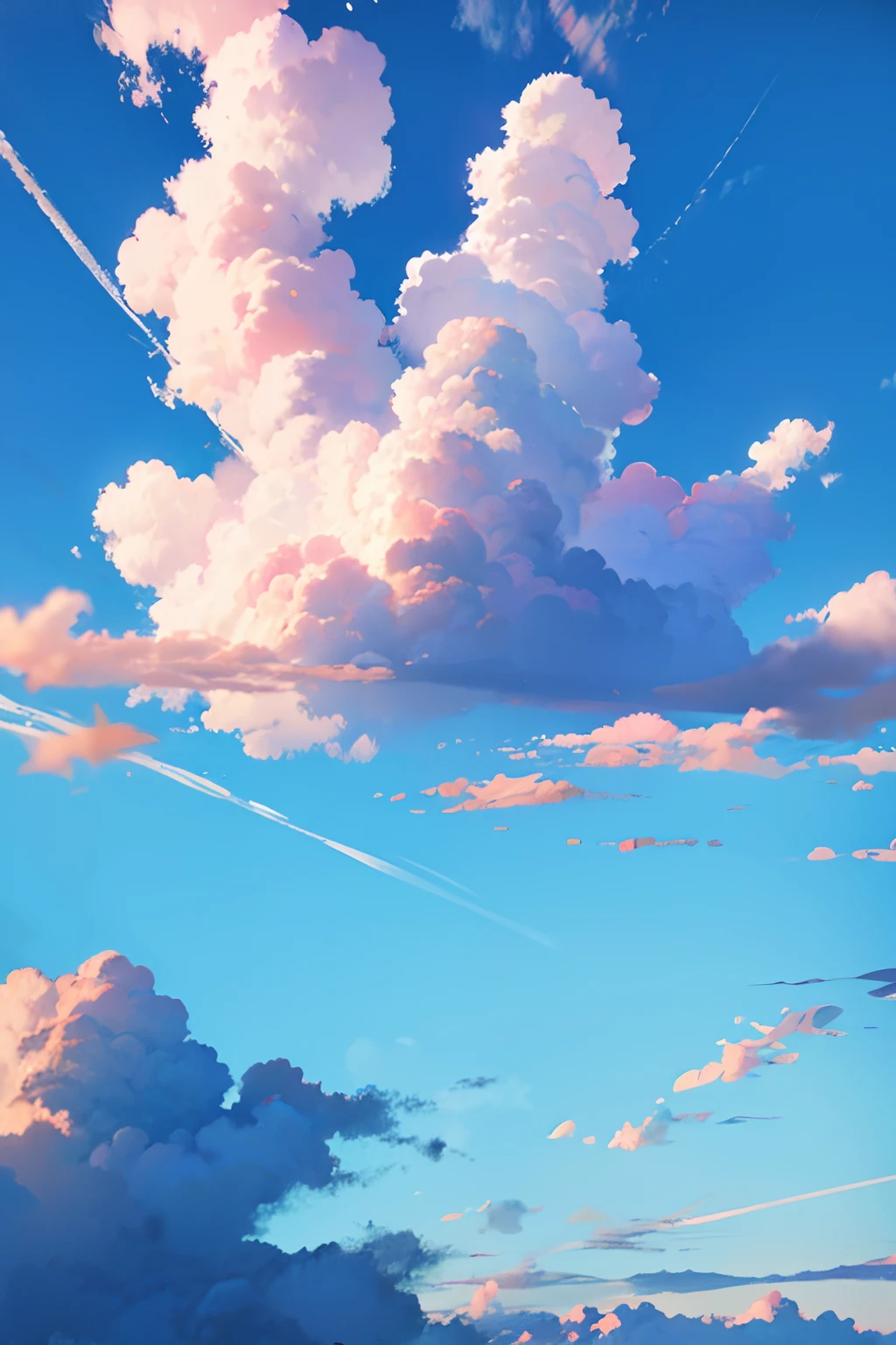 sky painting, anime style sky, masterpiece, compatible for background