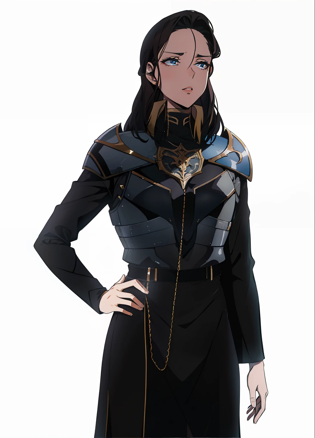 Mulher, guerreira morena Barbara com armadura, 4k