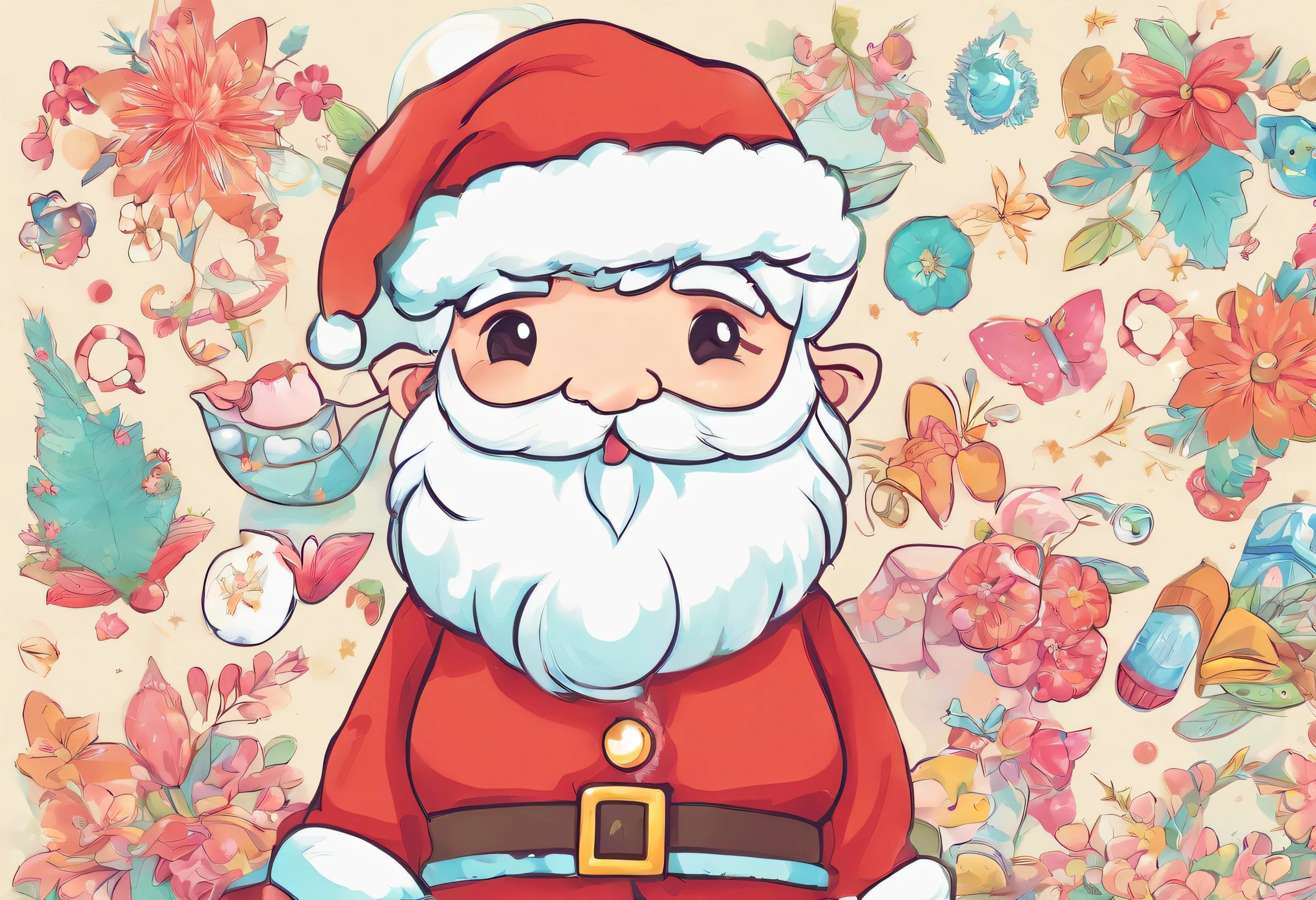 santa claus、Single-color background、masterpiece, Best Quality,a very delicate and beautiful
