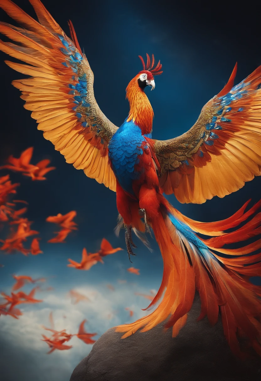 Immortal birds、、phoenix、fengxi、blue-sky、Gorgeous、Chinese々Right、Dancing、colourfull