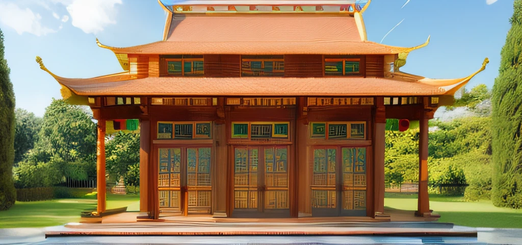 Pagoda architecture, lawn, daylight, blue sky, clouds, interior reflection, oak door, refracted glass
ultra realistic, masterpiece, best quality, super detailed, ultra high res, raw photo, 8k,