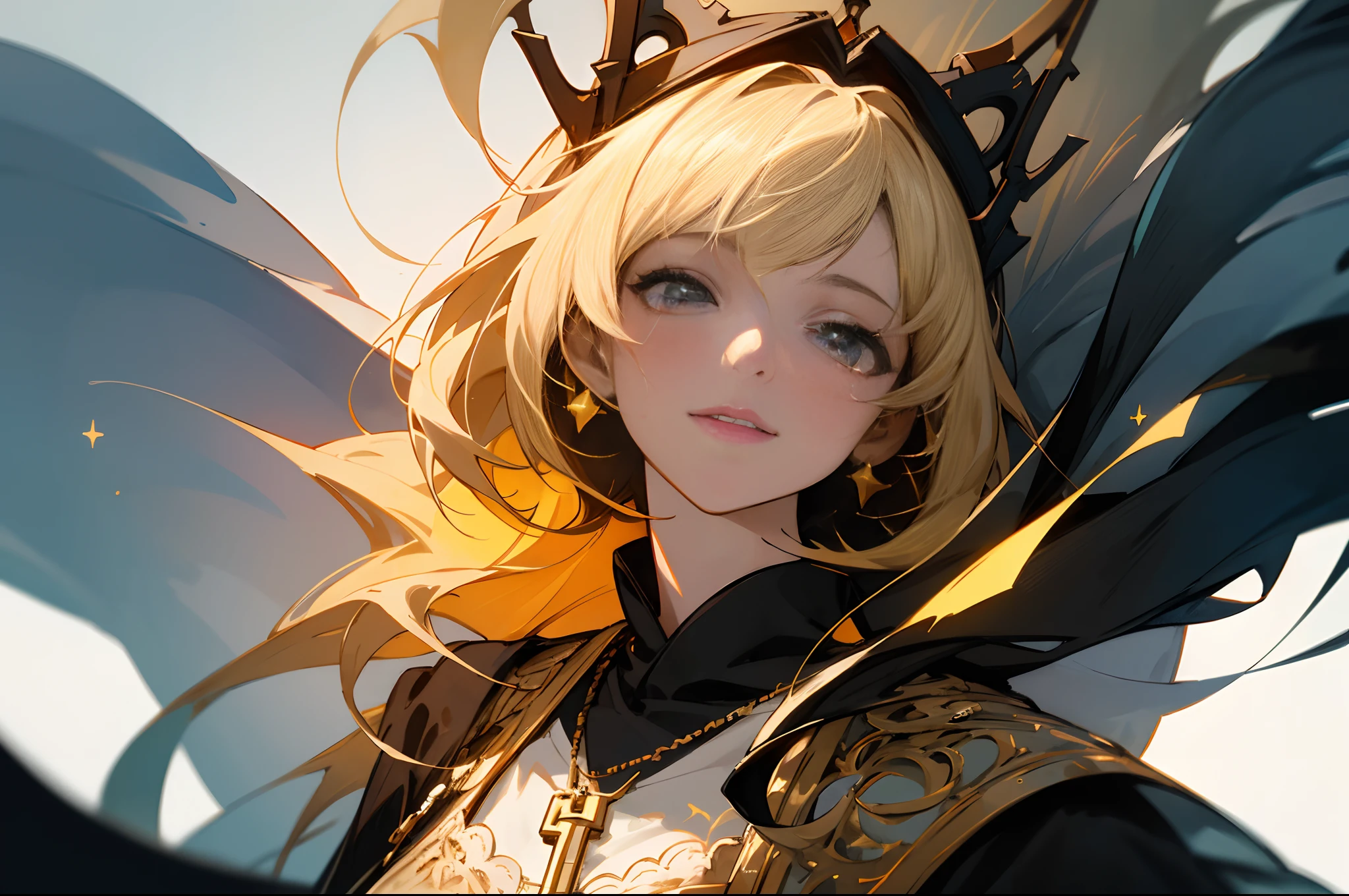 solo performance, Anime Wallpapers HD Anime Wallpapers HD Wallpapers, From Arknights,iintricate, Detailed key anime art, gapmoe yandere grimdark, Full body like,Official artwork, Key anime art, anime key visual concept art of, (tmasterpiece,best qualtiy)Long black hair, The eyes sparkle like two twinkling stars, There is also an elegant and delicate face, It's like a perfect work of art. The figure is slender, The skin is as fair as snow,Straight nose. She wore a black robe, It is decorated with celestial motifs that symbolize wisdom. The design of the robe is simple and elegant, A delicate gold lace border accentuates the hem. Around her neck hangs a silver pendant in the shape of a philosophical ring, She wears a golden infinity symbol ring. The image quality should be the best quality, 4K or 8K resolution, It has super tricks, Realistic or realistic details. The medium used for the artwork can be illustration, Oil painting, 3D rendering of, or photography. The style of the image can be in the form of a portrait, landscape, anime, Sci-fi, Photography, or concept art. The overall tone should be vibrant,Lighting should create a captivating effect.