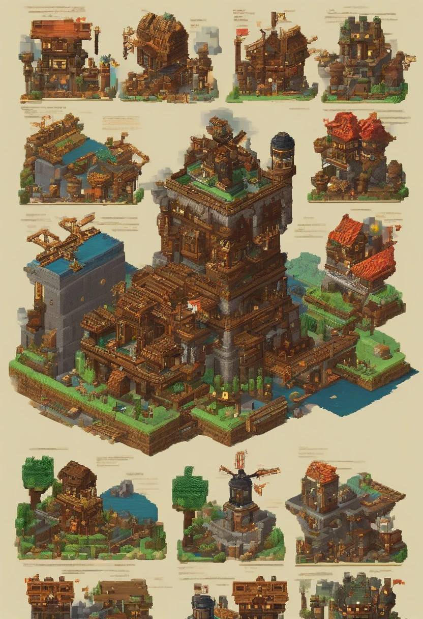 Fantasy world, Wonderful, Full of fantasy and fiction, Coloring, Low light, Medium brightness (Perfect work of art), The landscape presents themes of beauty and fantasy, Beautiful，Large gears，The Age of Steam，steampunc，steam locomotive，Smelting furnace，pouring，bf，（minecraft），Large watermills，Large windmills，Machinary，impetus，stress，velocity，conveyor belt，Copper tubes，embrassed，Andesite，gear wheel，cast iron，Engineer Hammer