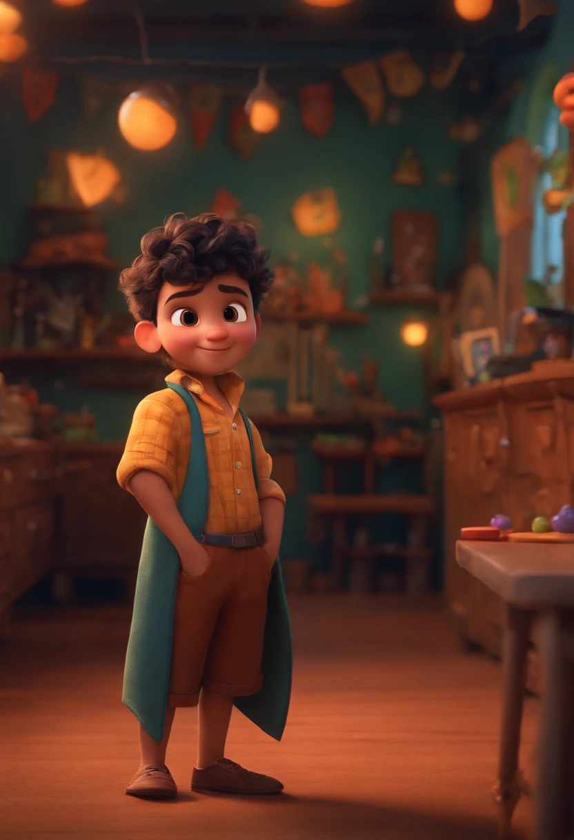 Image of a boy for a story in a YouTube video in Pixar format, He's the allabester, He's the class leader, He's outgoing, Playful and gets up for a lot of things