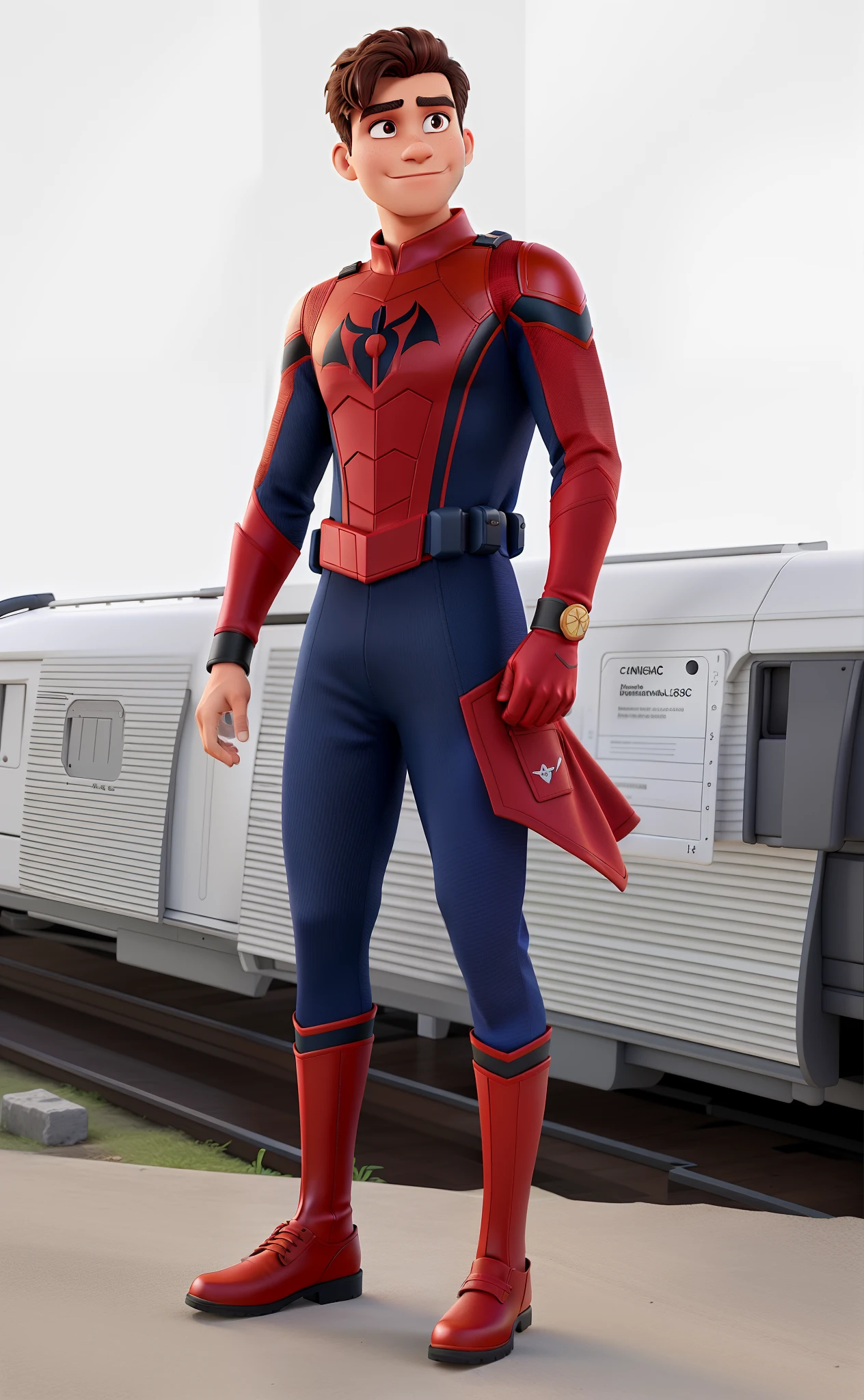 Homem vestido com uniforme do homem aranha