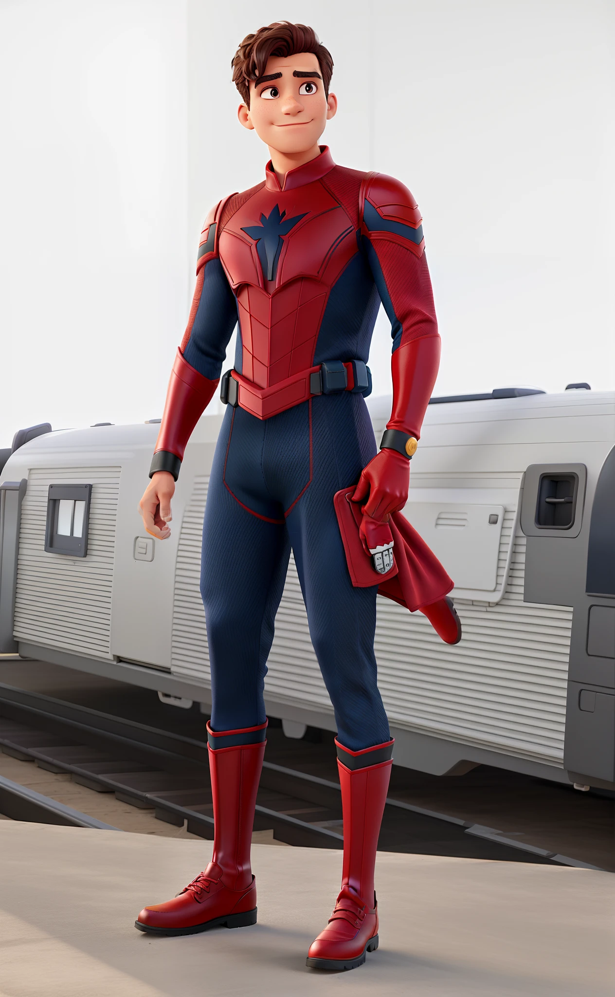 Homem vestido com uniforme do homem aranha