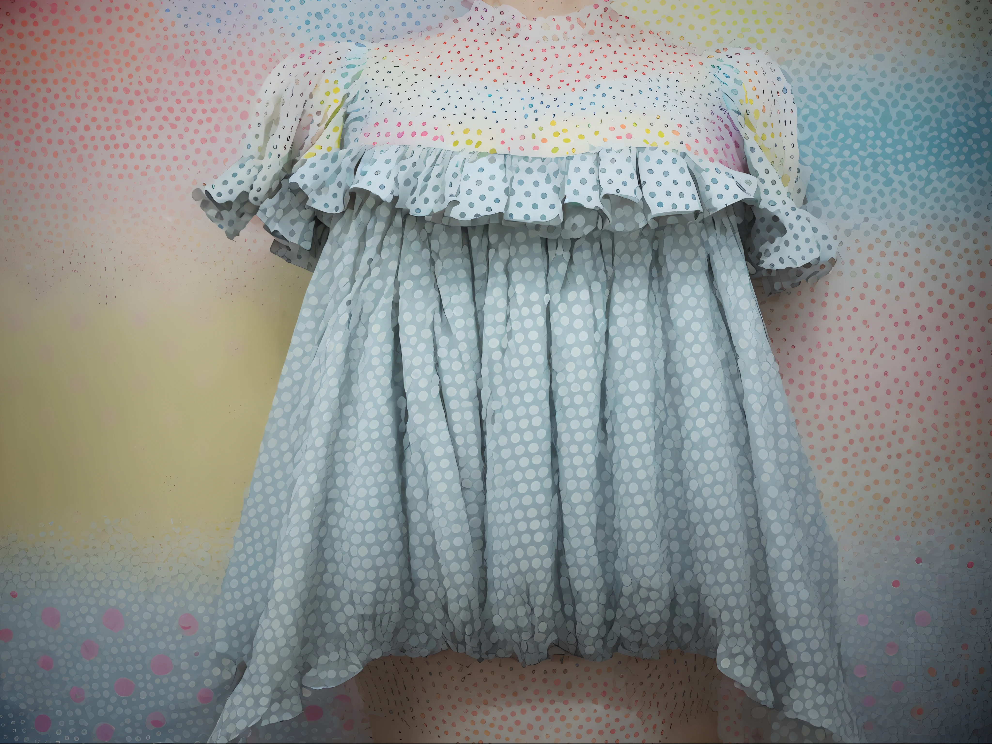 In a burst of vibrant colors, polka dots adorn the fabric with a playful charm. The image, captured in a mesmerizing photograph, showcases a symphony of contrasting hues against a seamless backdrop. Each dot is meticulously placed, creating a stunning pattern that dances across the surface. The meticulous attention to detail and the impeccable craftsmanship are evident in the flawless execution of the image. With its impeccable quality and artistic finesse, this captivating polka dot masterpiece is a visual delight that evokes feelings of whimsy and joy.